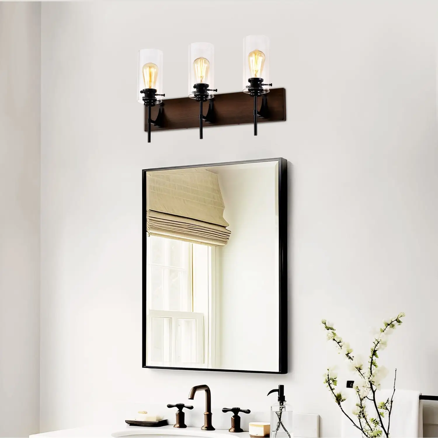 Stylish Wall Light Living Room with Elegant Black and Wood Finish - Image 5