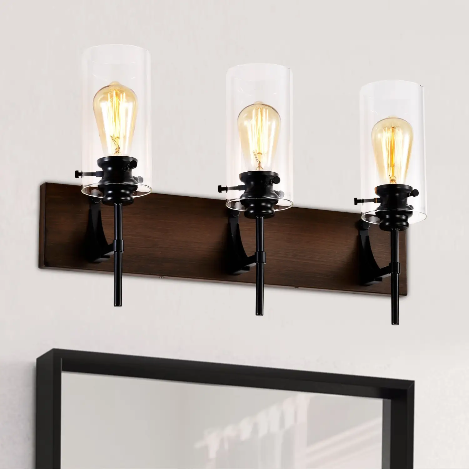 Stylish Wall Light Living Room with Elegant Black and Wood Finish - Image 8