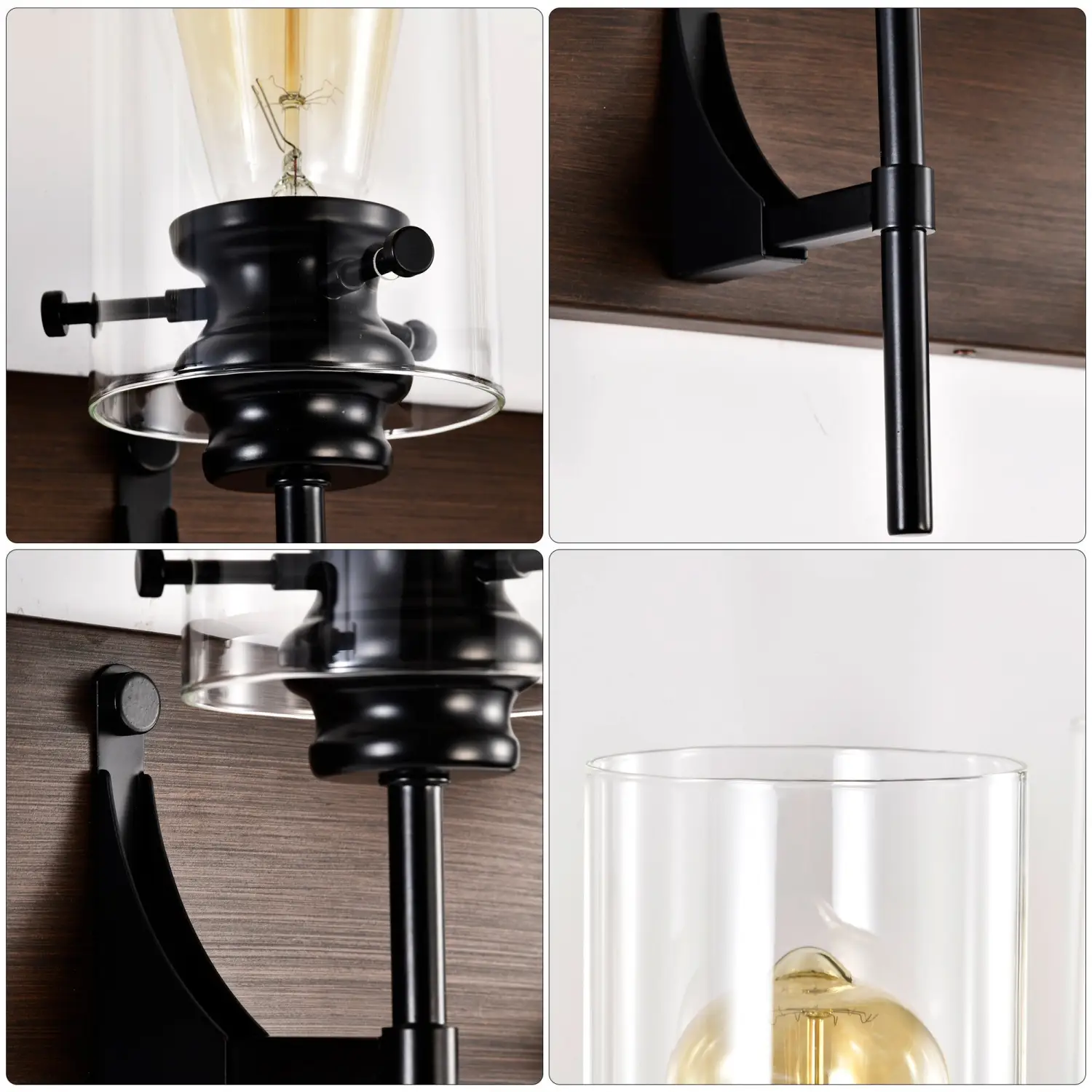 Stylish Wall Light Living Room with Elegant Black and Wood Finish - Image 9