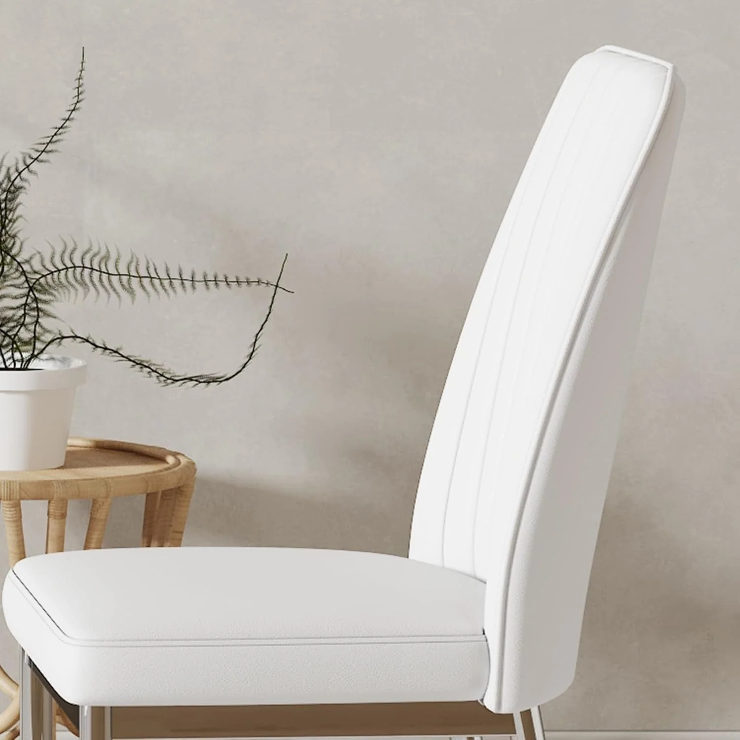 Stylish White Leather Dining Chair Set of 4 – Modern Elegance Meets Everyday Comfort - Image 3