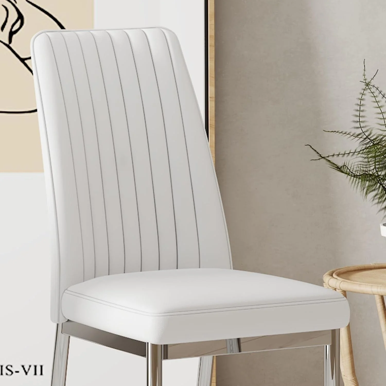 Stylish White Leather Dining Chair Set of 4 – Modern Elegance Meets Everyday Comfort - Image 4