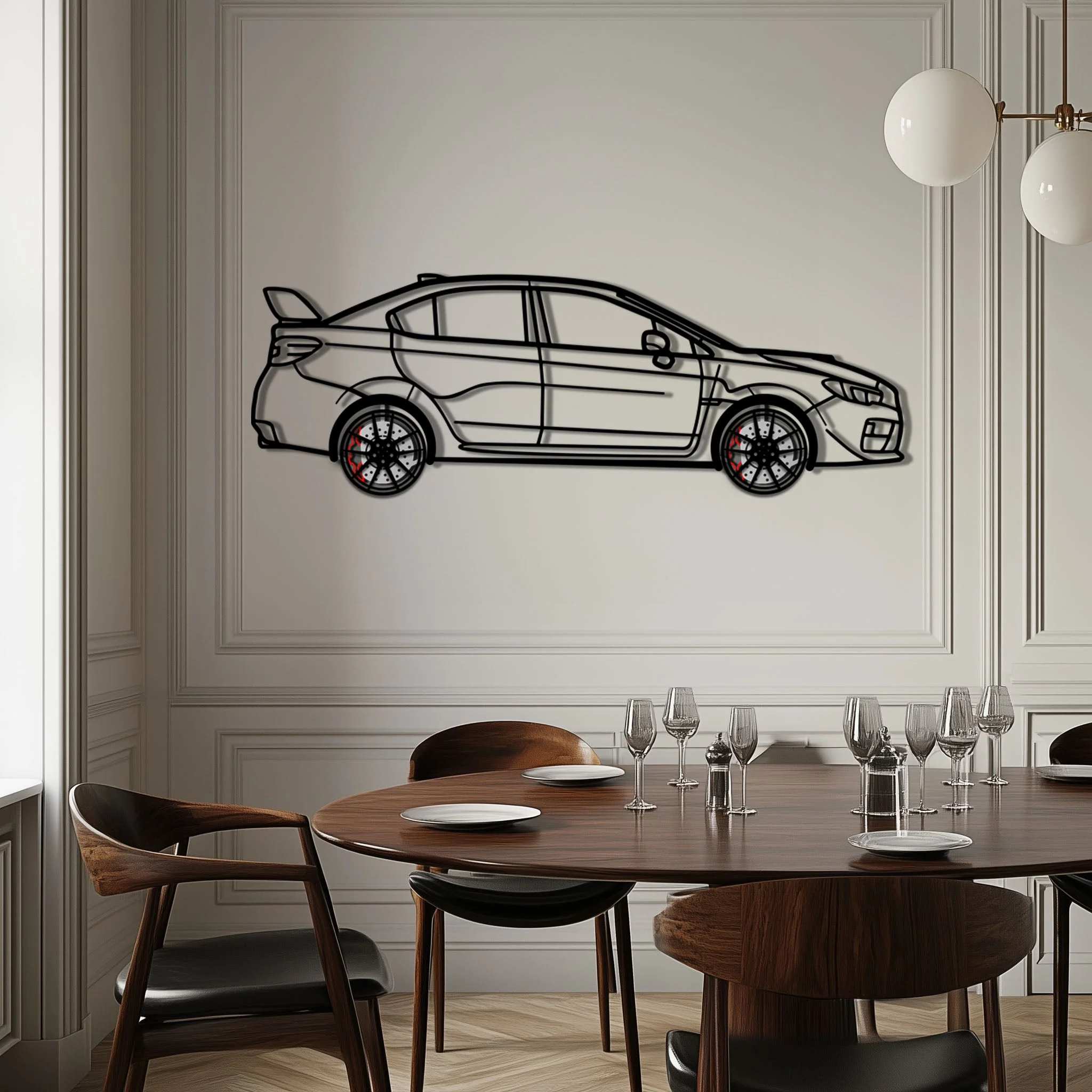 Subaru WRX Metal Car Wall Art with Rotating Wheels - Rally Legend Silhouette - Interactive Automotive Wall Decor - KAFMEKA155 - Image 4
