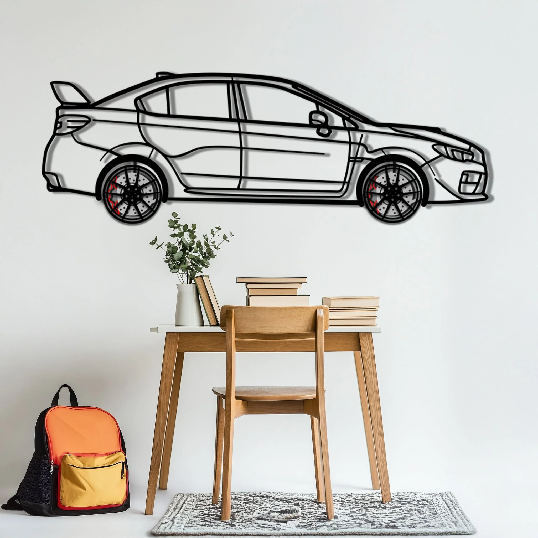 Subaru WRX Metal Car Wall Art with Rotating Wheels - Rally Legend Silhouette - Interactive Automotive Wall Decor - KAFMEKA155 - Image 6