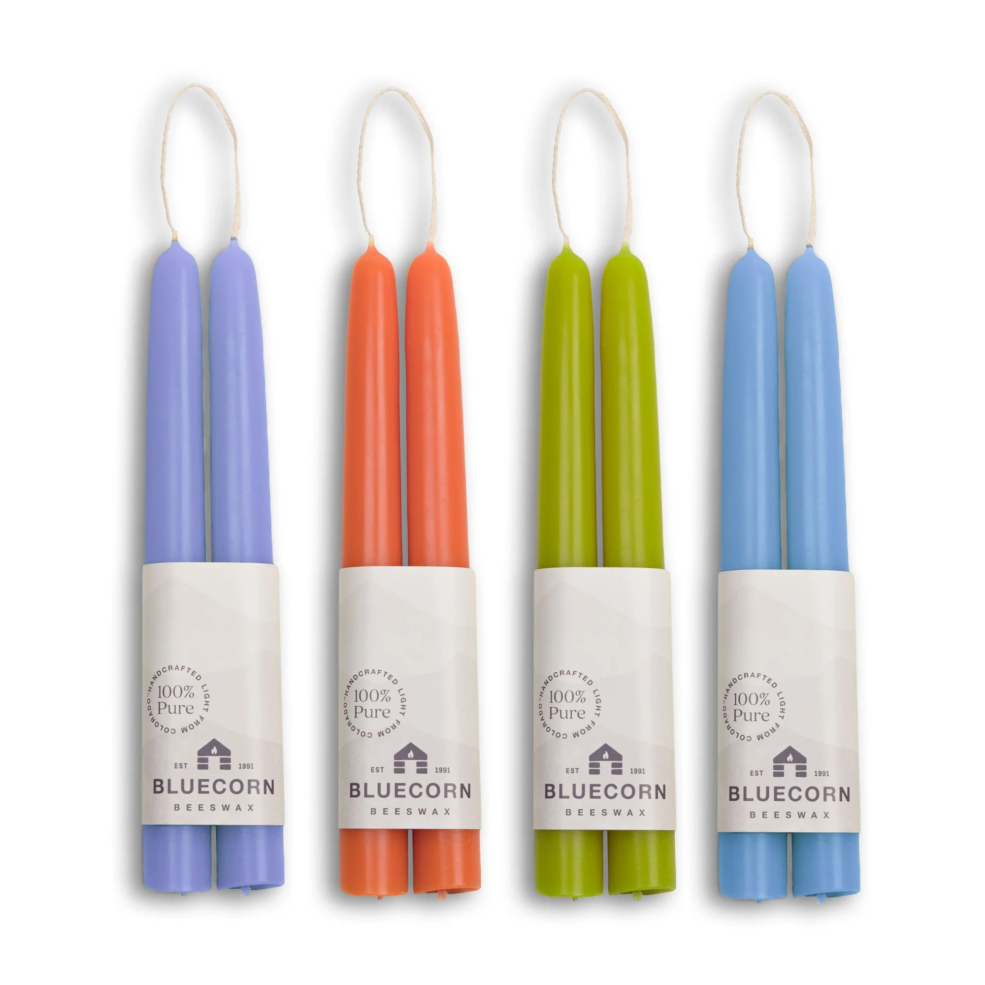 Summer Beeswax Taper Candle Bundle - Apricot, Pistachio, Lilac & Sky Blue - Image 3