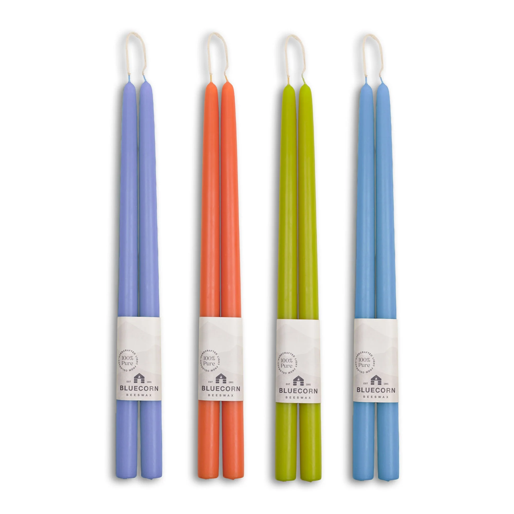 Summer Beeswax Taper Candle Bundle - Apricot, Pistachio, Lilac & Sky Blue - Image 4