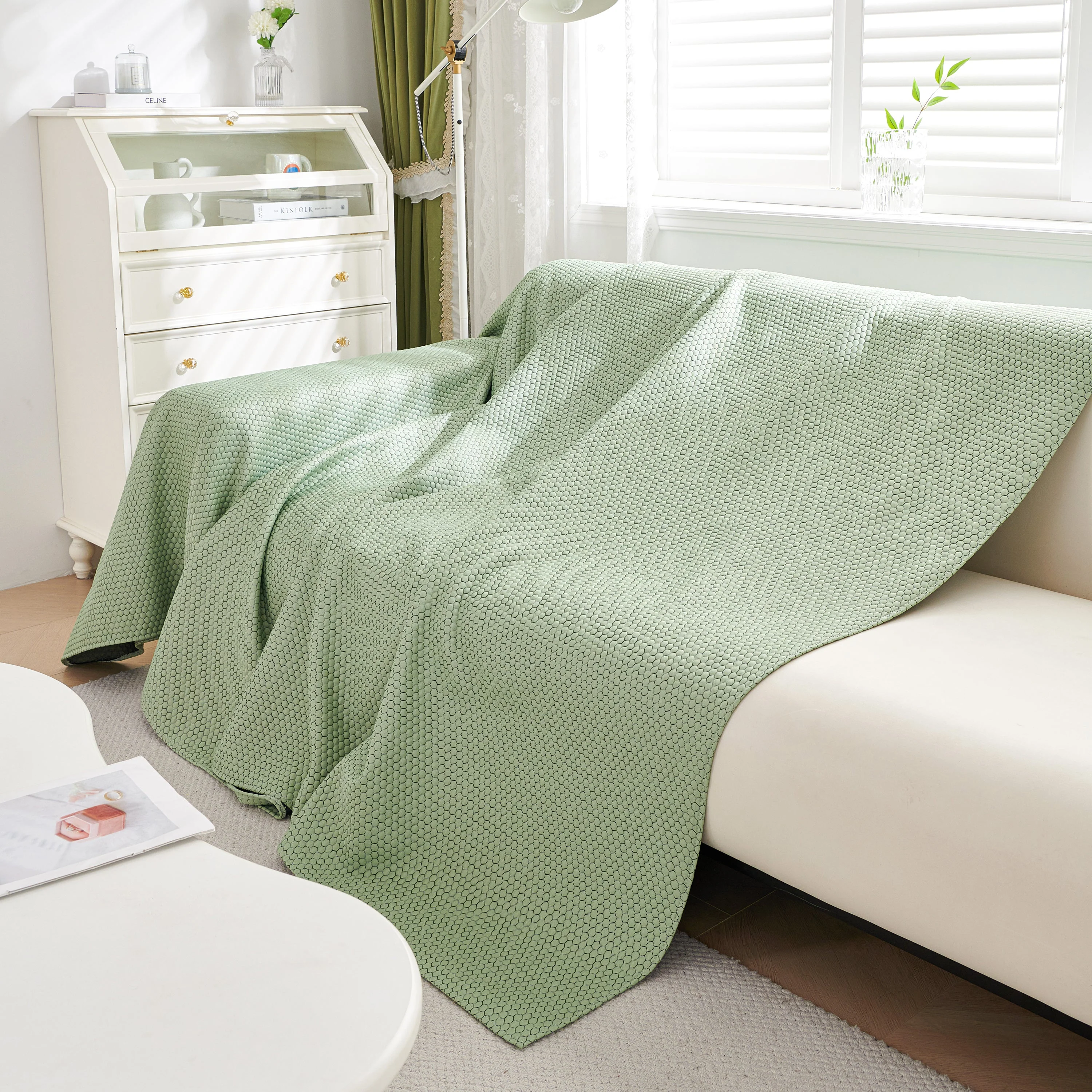 Summer Cool Dotted Cat Scratch Resistant Sofa Cover Blanket, Luxury Large Blanket Covers for Couch - Image 30