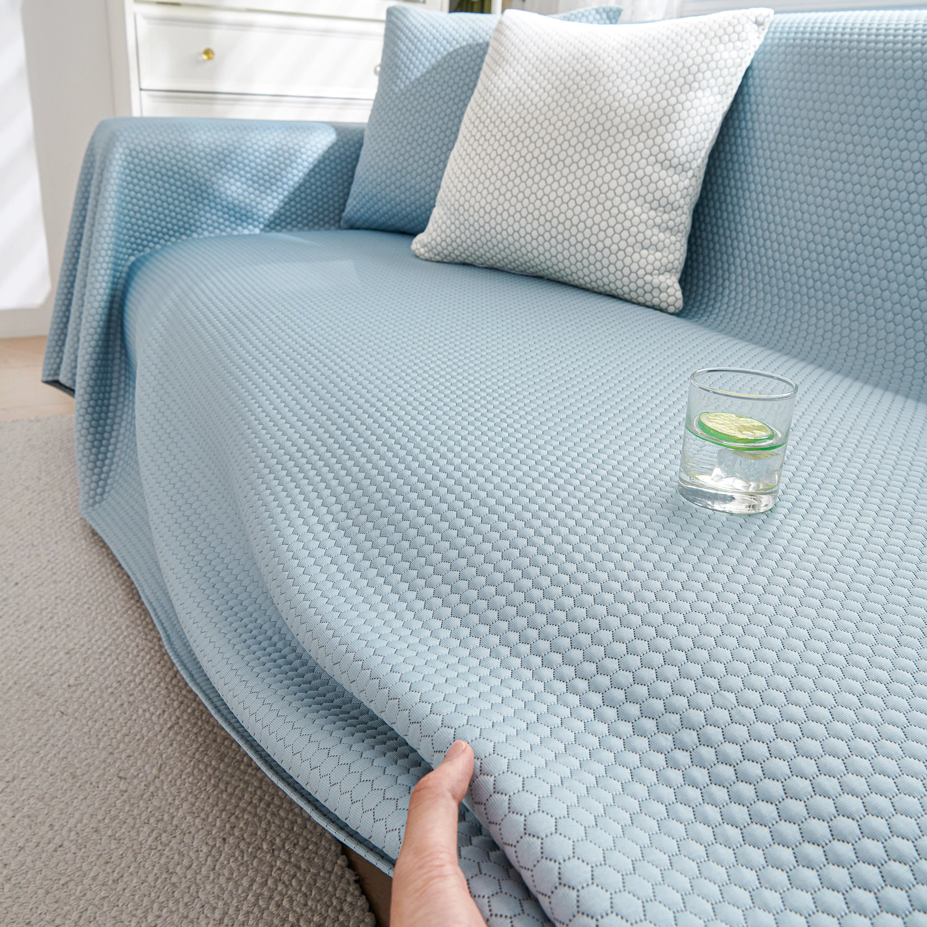 Summer Cool Dotted Cat Scratch Resistant Sofa Cover Blanket, Luxury Large Blanket Covers for Couch - Image 49