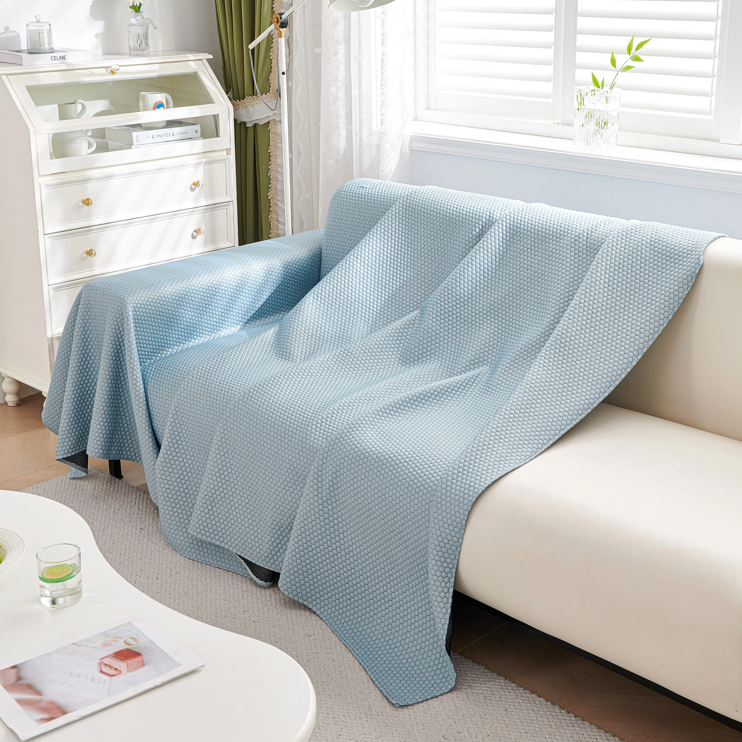Summer Cool Dotted Cat Scratch Resistant Sofa Cover Blanket, Luxury Large Blanket Covers for Couch - Image 50
