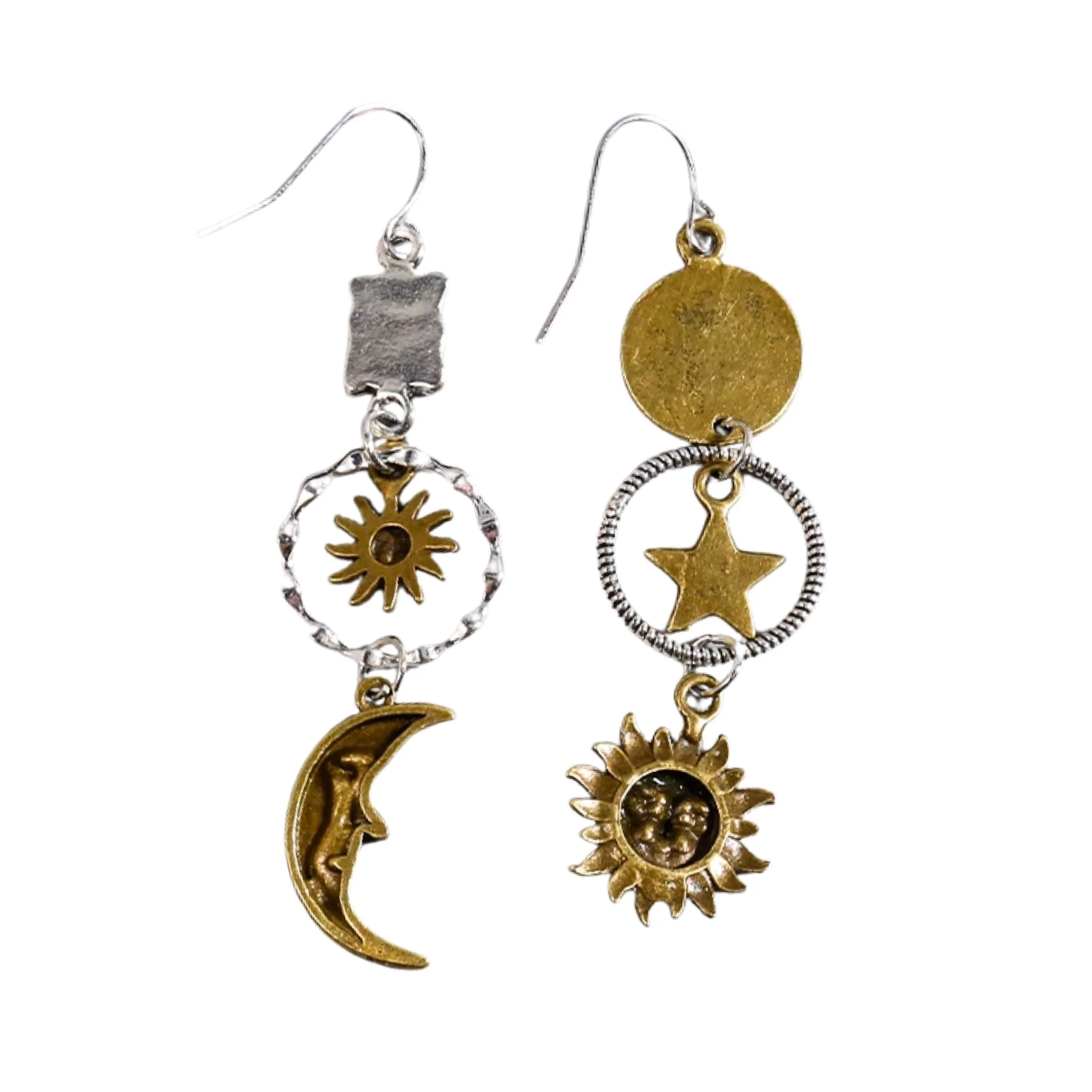 Sun and Moon Celestial Charm Earrings | Dangle Earrings 2.75" Long Boho Jewelry - Image 4