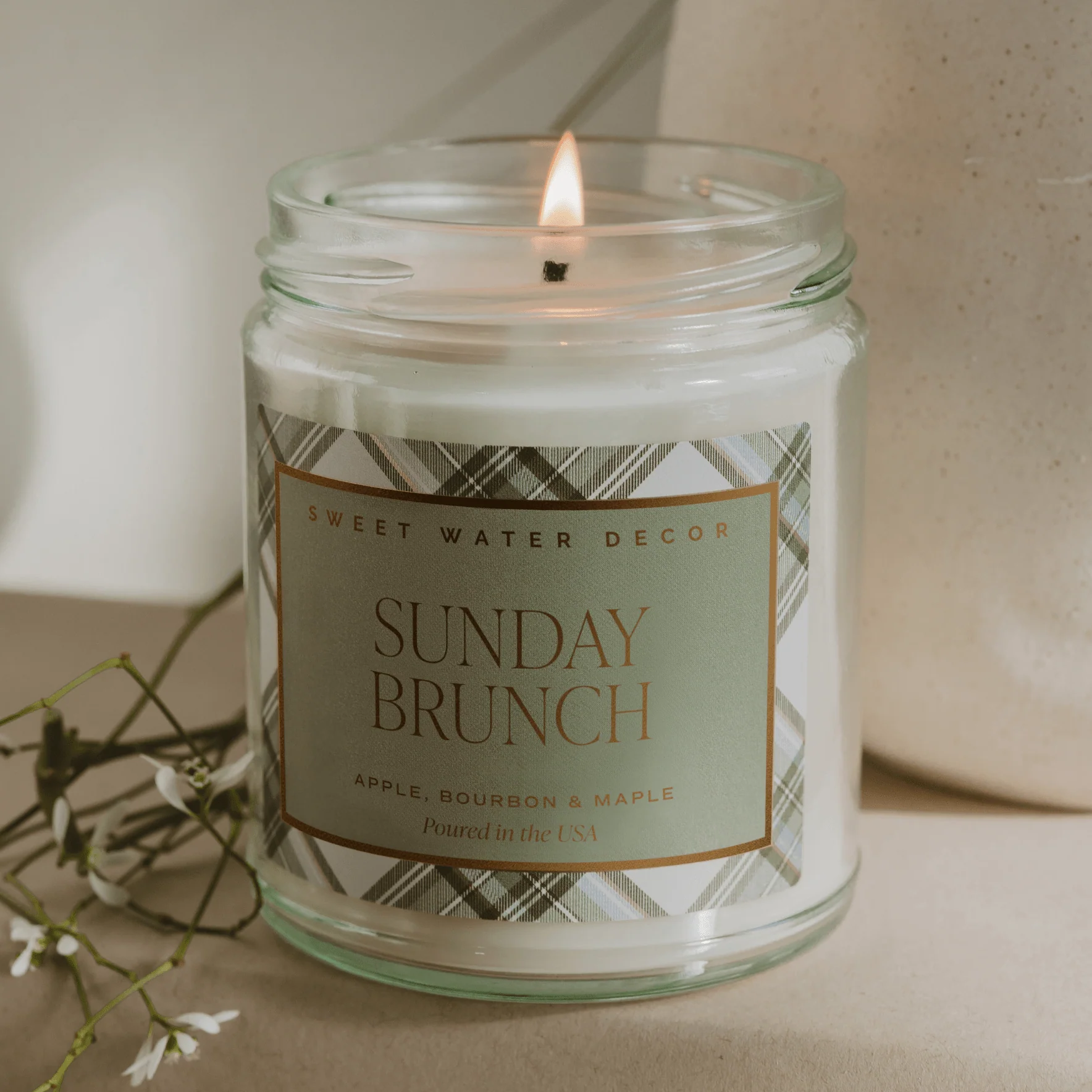 Sunday Brunch Soy Candle - Clear Patterned Jar - 9 oz - Image 2