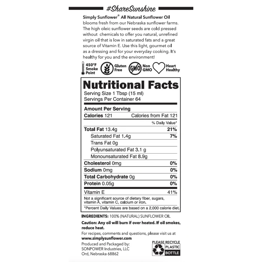 Sunflower Oil | Pack of 12 | 32 oz | Non GMO, Gluten & Nut Free, Vegan | Simply Sunflower - Image 6