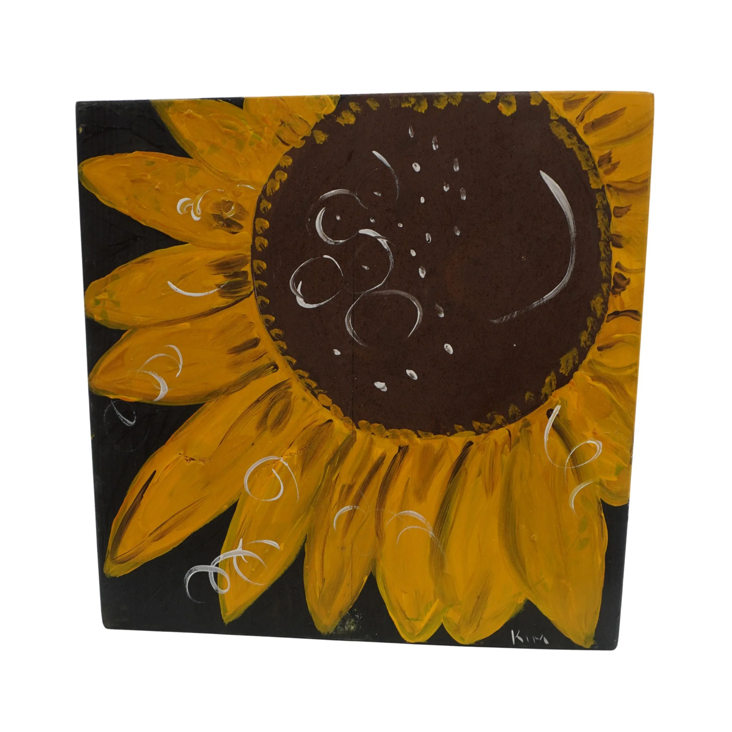 Sunflower Painting | 11 X 11 | Old Wood Canvas | The Painted Attic - Image 2