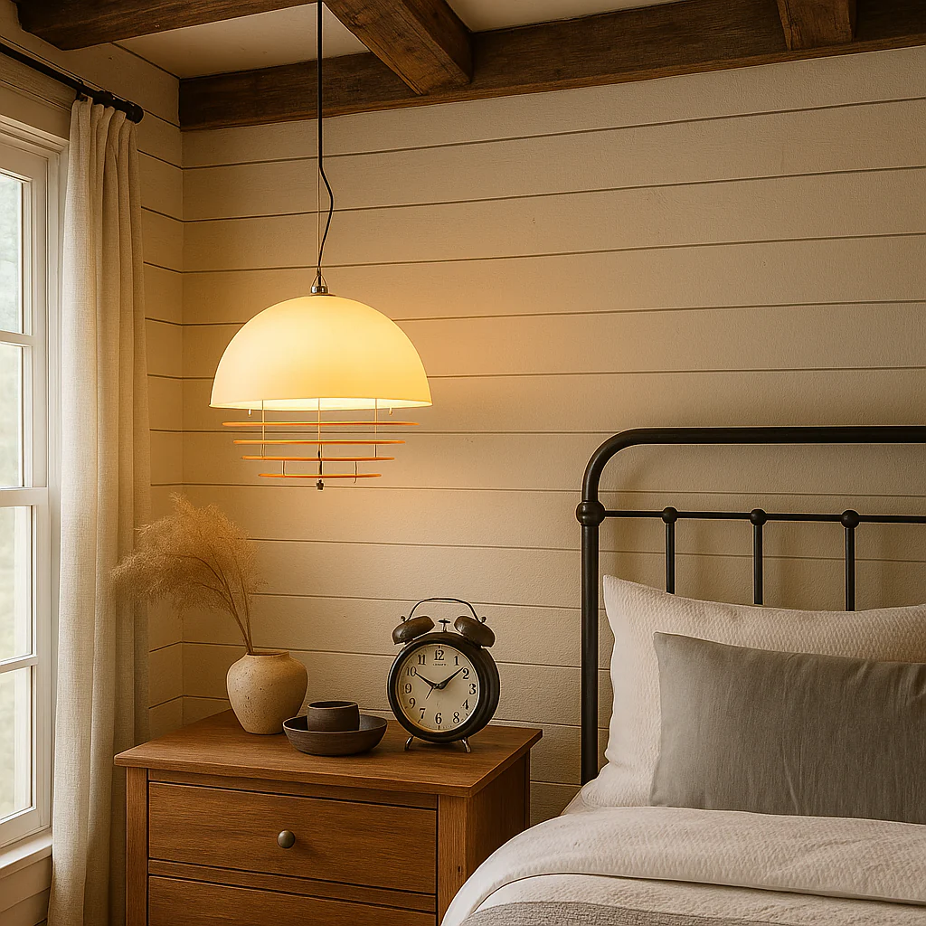 Sunrise Glow Pendant Light, Modern Dome Ceiling Lamp with Layered Metal Design - Image 7