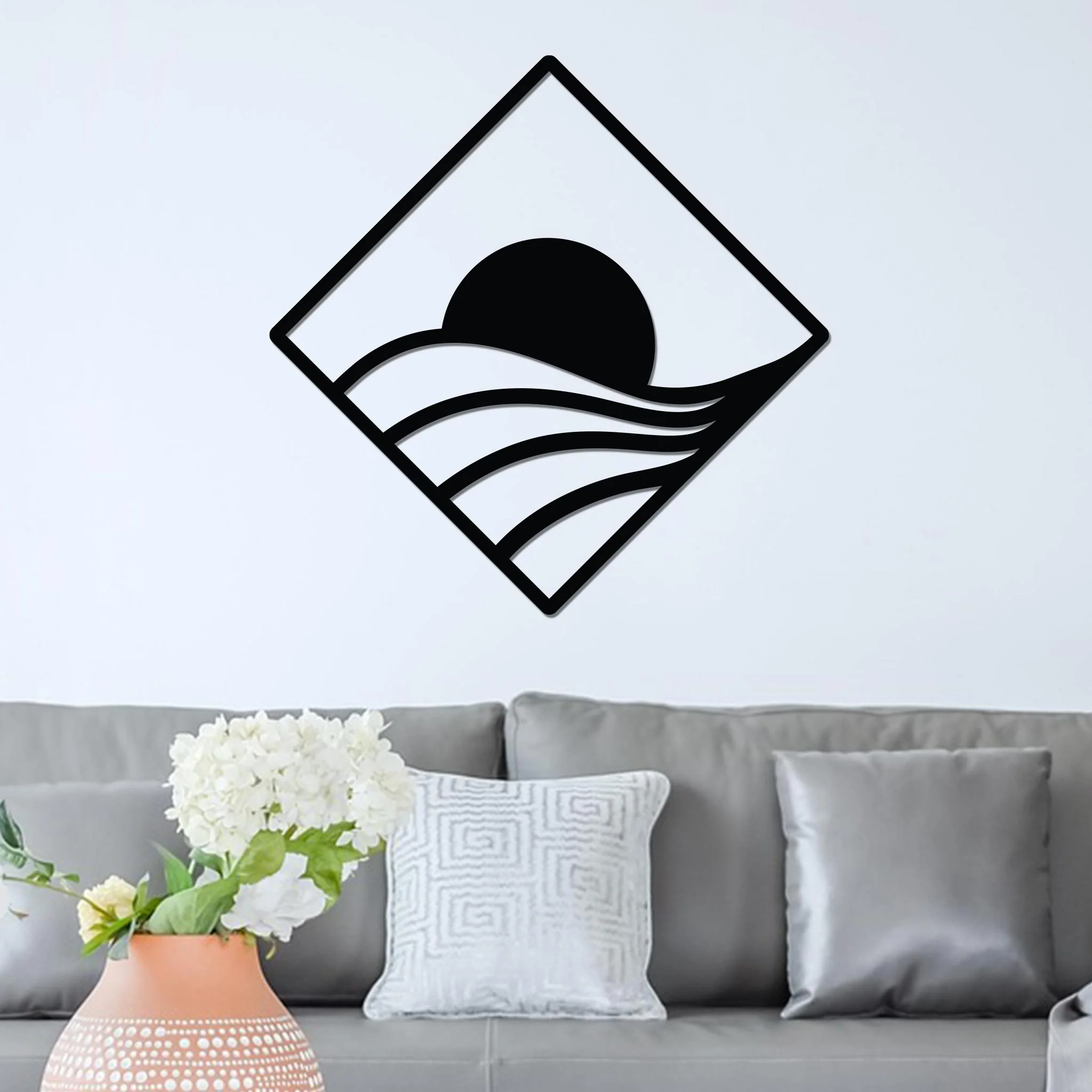 Sunrise Over Swirling Hills in Diamond Sign - Image 2