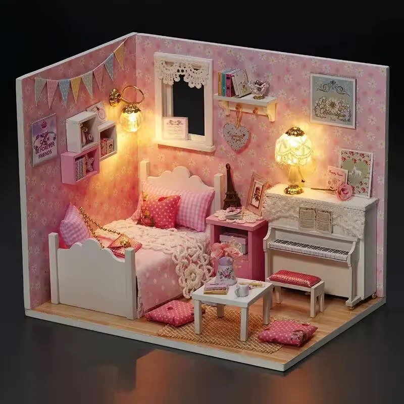 Sunshine Princess Dollhouse Kit - Miniature Wizardi Roombox Kit with LED Light F07M51-71-3015 - Image 2