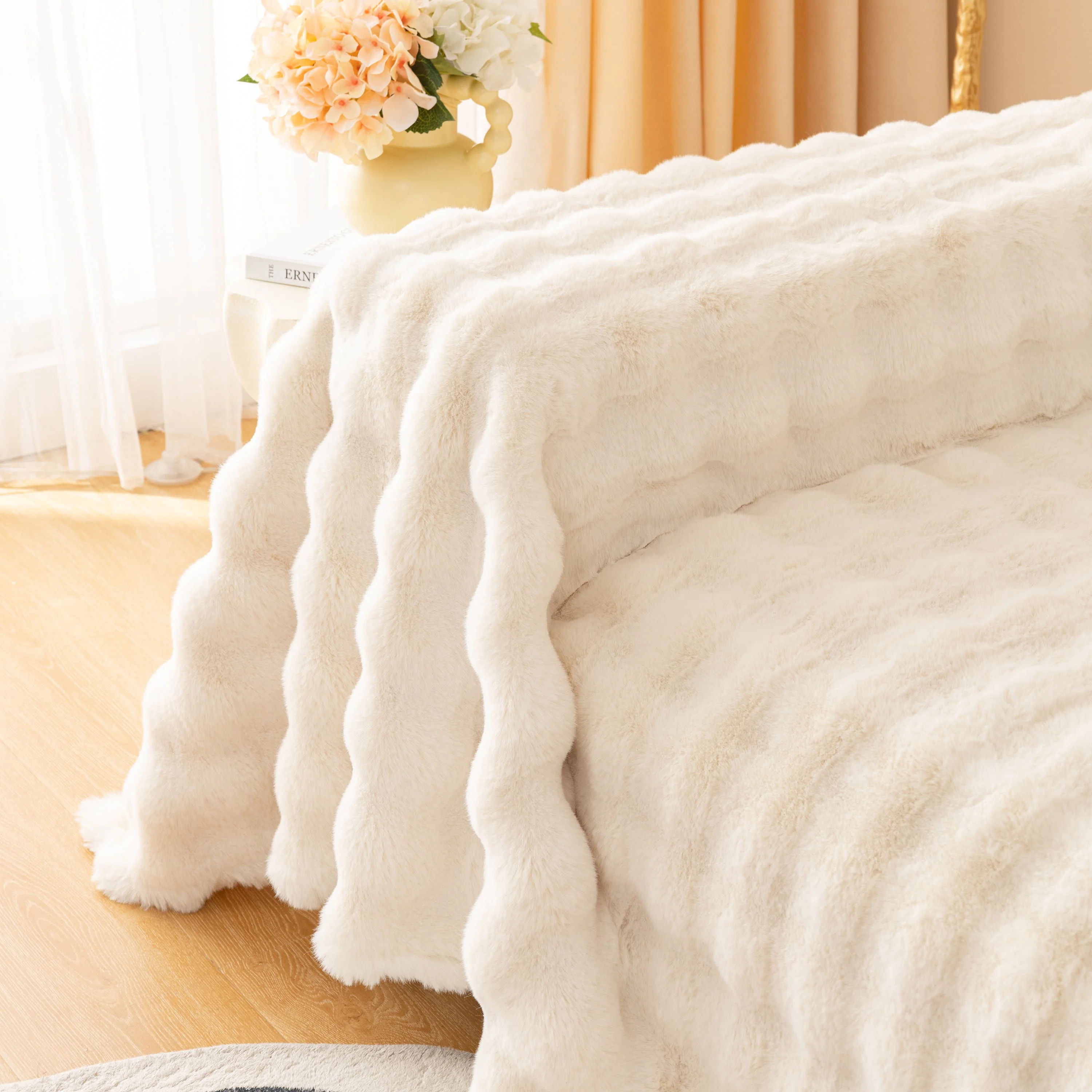 Super Soft Fluffy Faux Rabbit Fur Sofa Throw Blanket, Couch Cover Blanket for Couches Living Room Furniture Throw - Image 19