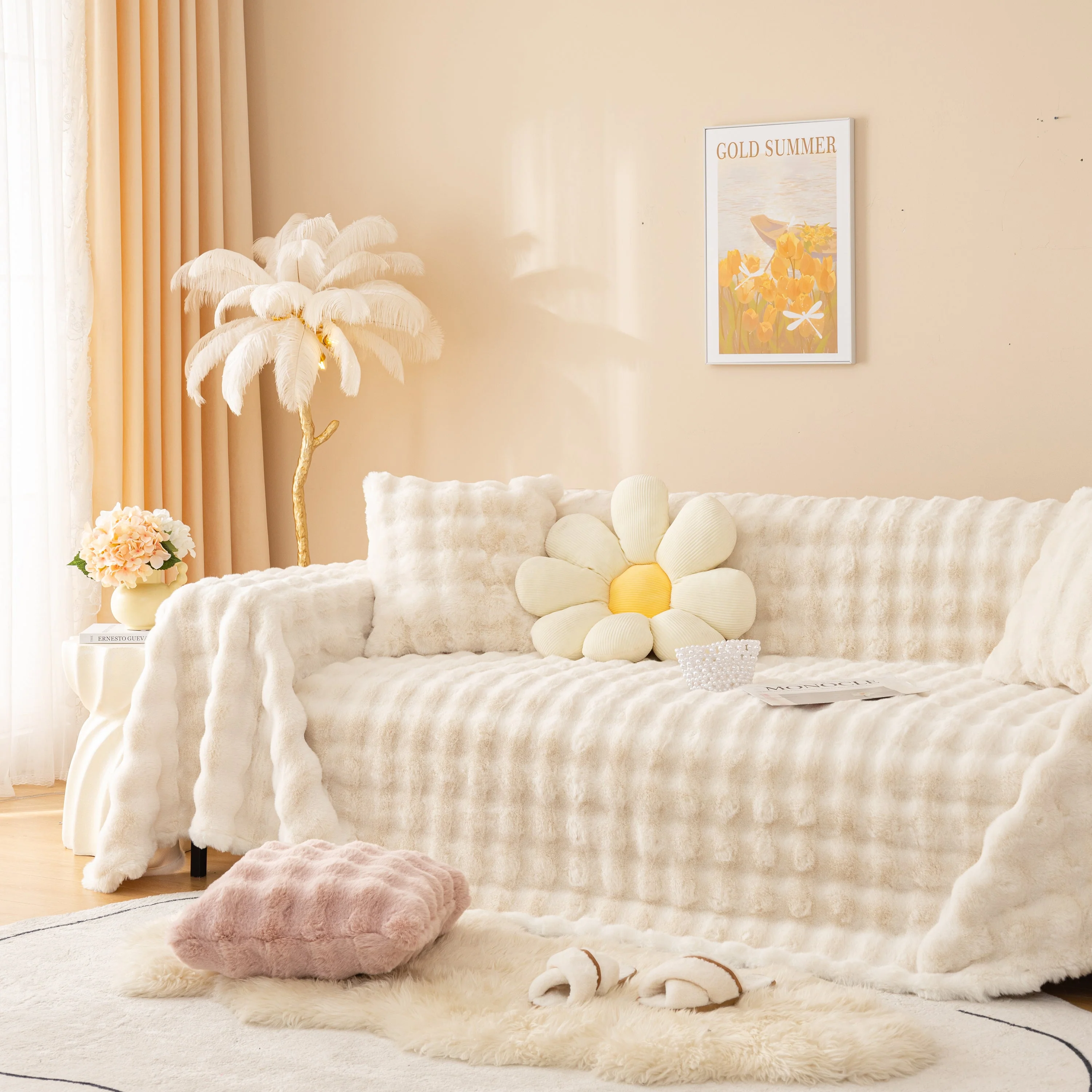 Super Soft Fluffy Faux Rabbit Fur Sofa Throw Blanket, Couch Cover Blanket for Couches Living Room Furniture Throw - Image 7