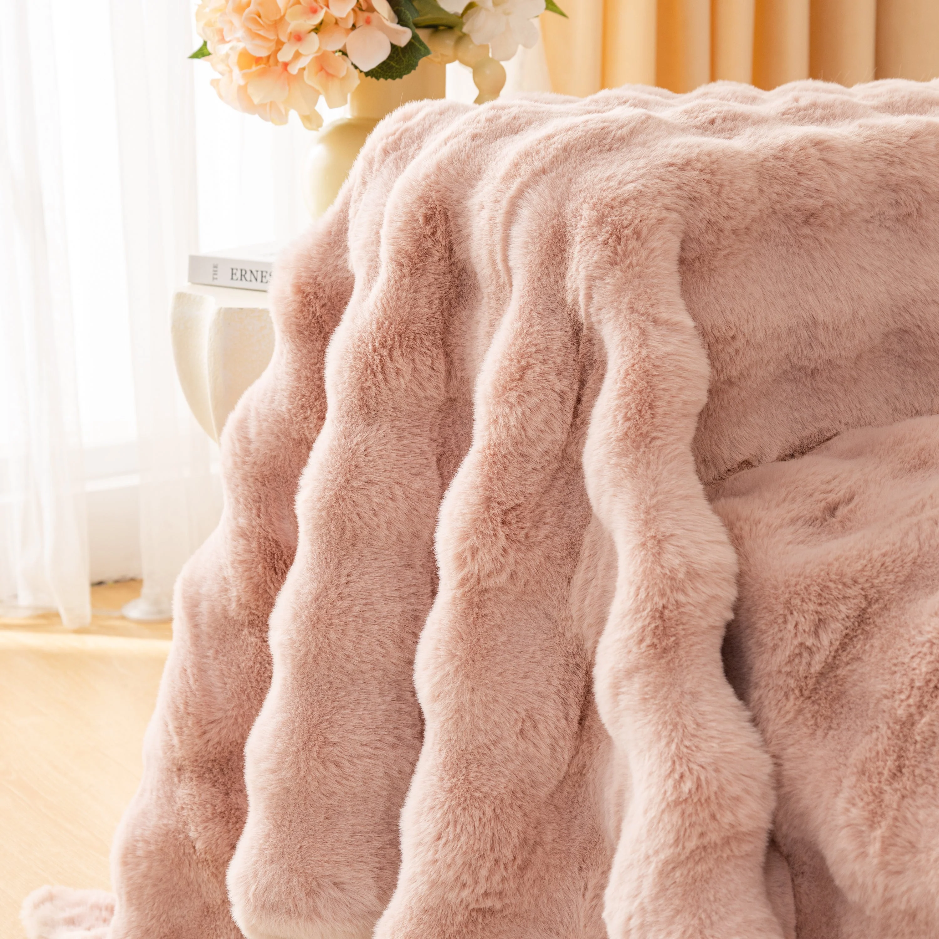 Super Soft Fluffy Faux Rabbit Fur Sofa Throw Blanket, Couch Cover Blanket for Couches Living Room Furniture Throw - Image 70