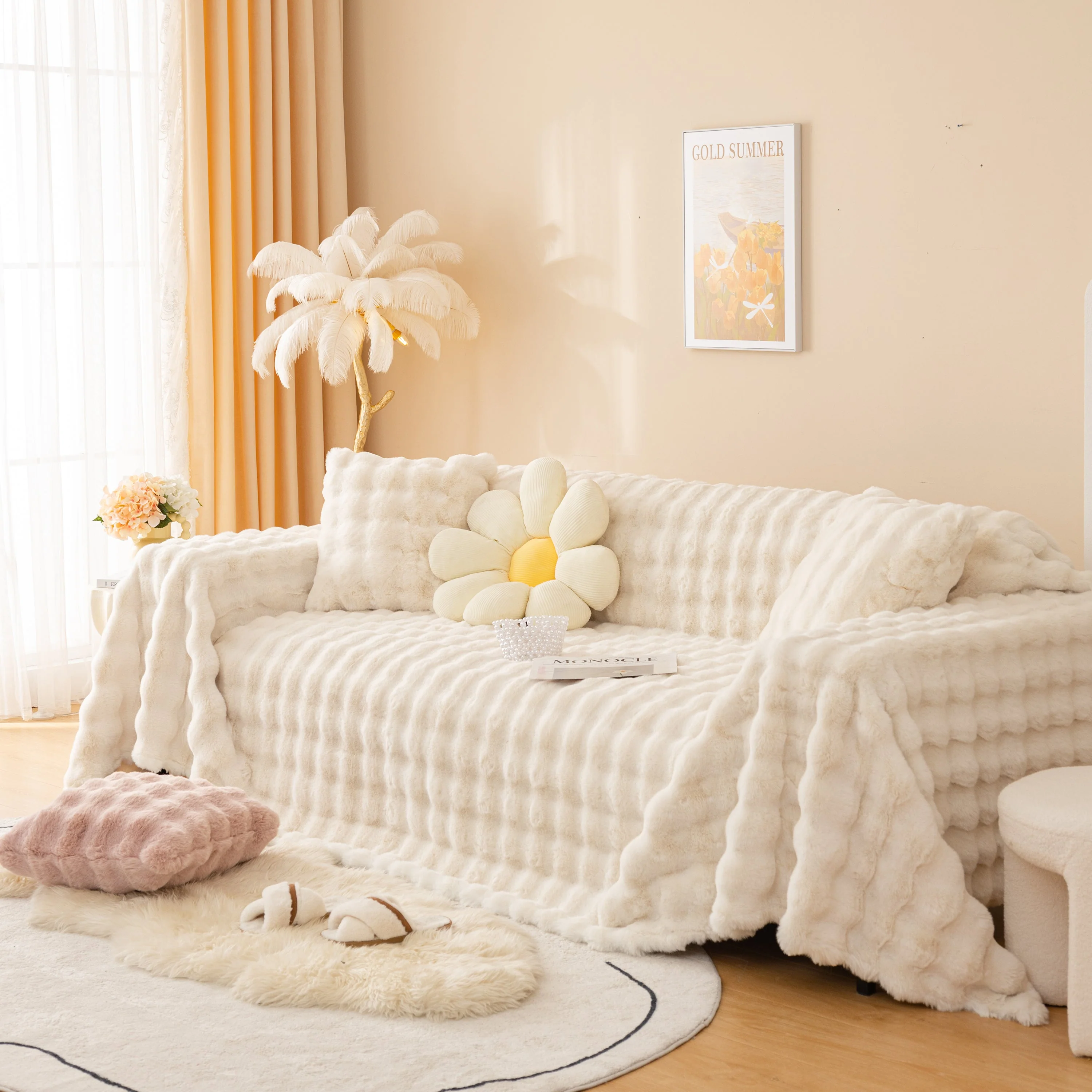 Super Soft Fluffy Faux Rabbit Fur Sofa Throw Blanket, Couch Cover Blanket for Couches Living Room Furniture Throw - Image 8