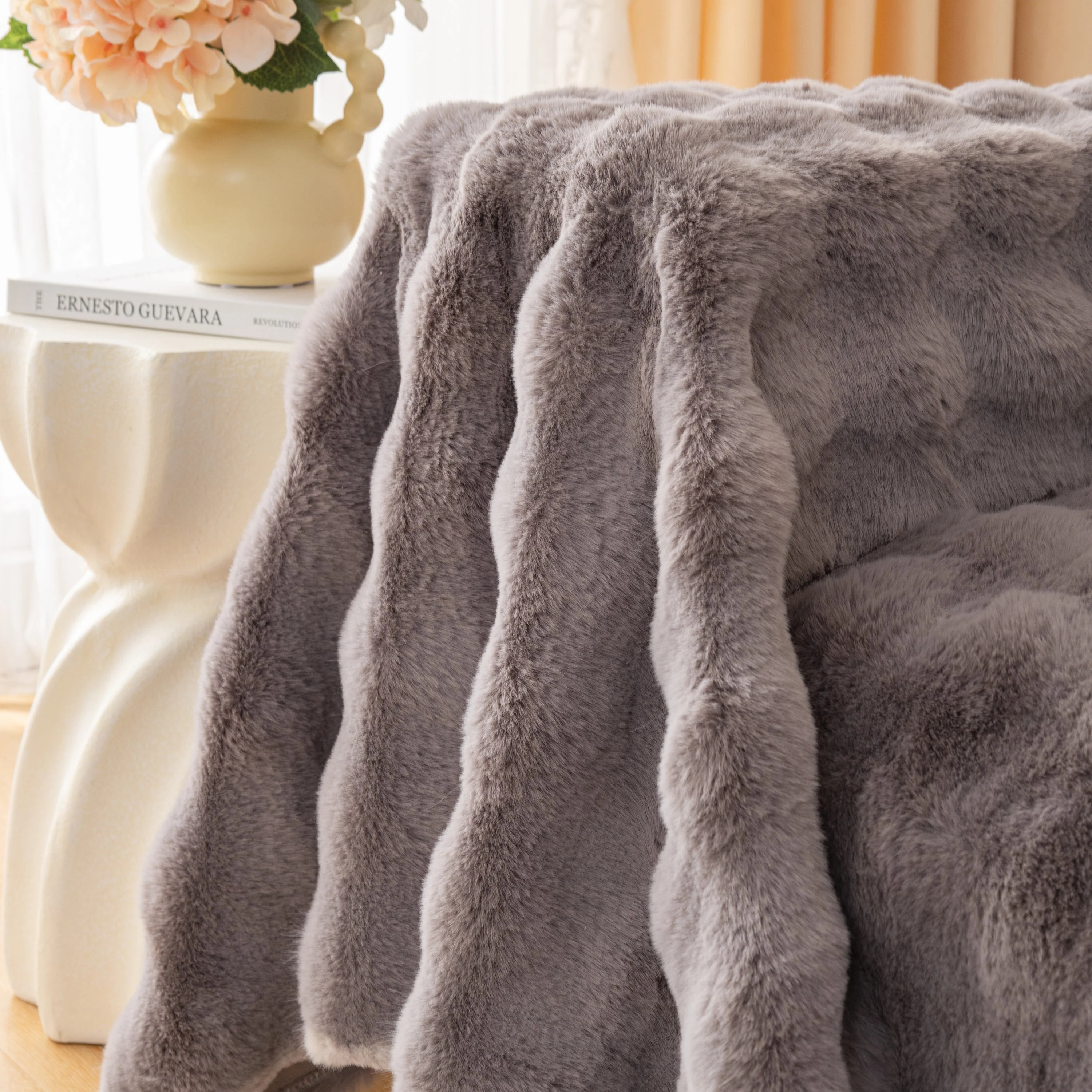 Super Soft Fluffy Faux Rabbit Fur Sofa Throw Blanket, Couch Cover Blanket for Couches Living Room Furniture Throw - Image 91