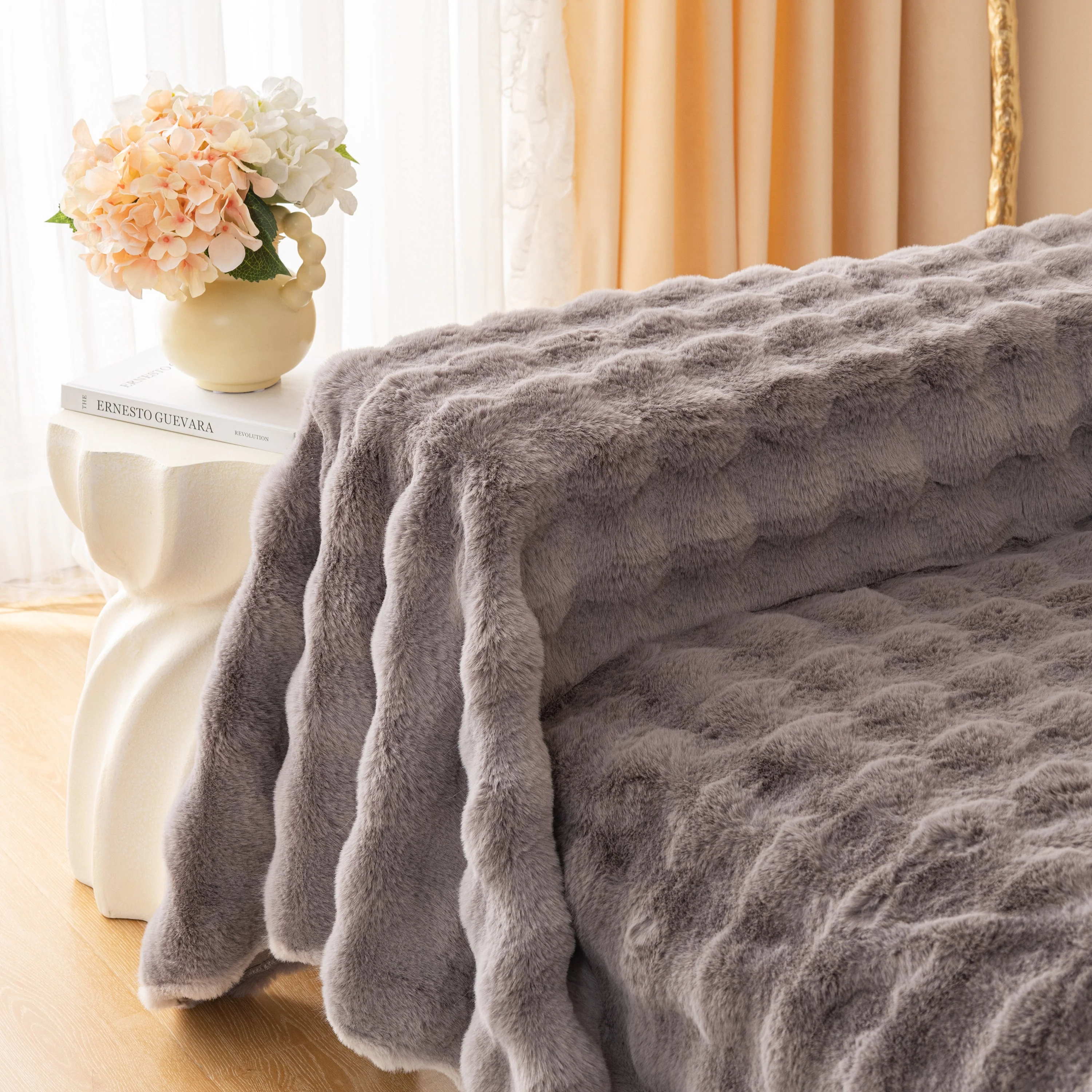Super Soft Fluffy Faux Rabbit Fur Sofa Throw Blanket, Couch Cover Blanket for Couches Living Room Furniture Throw - Image 93