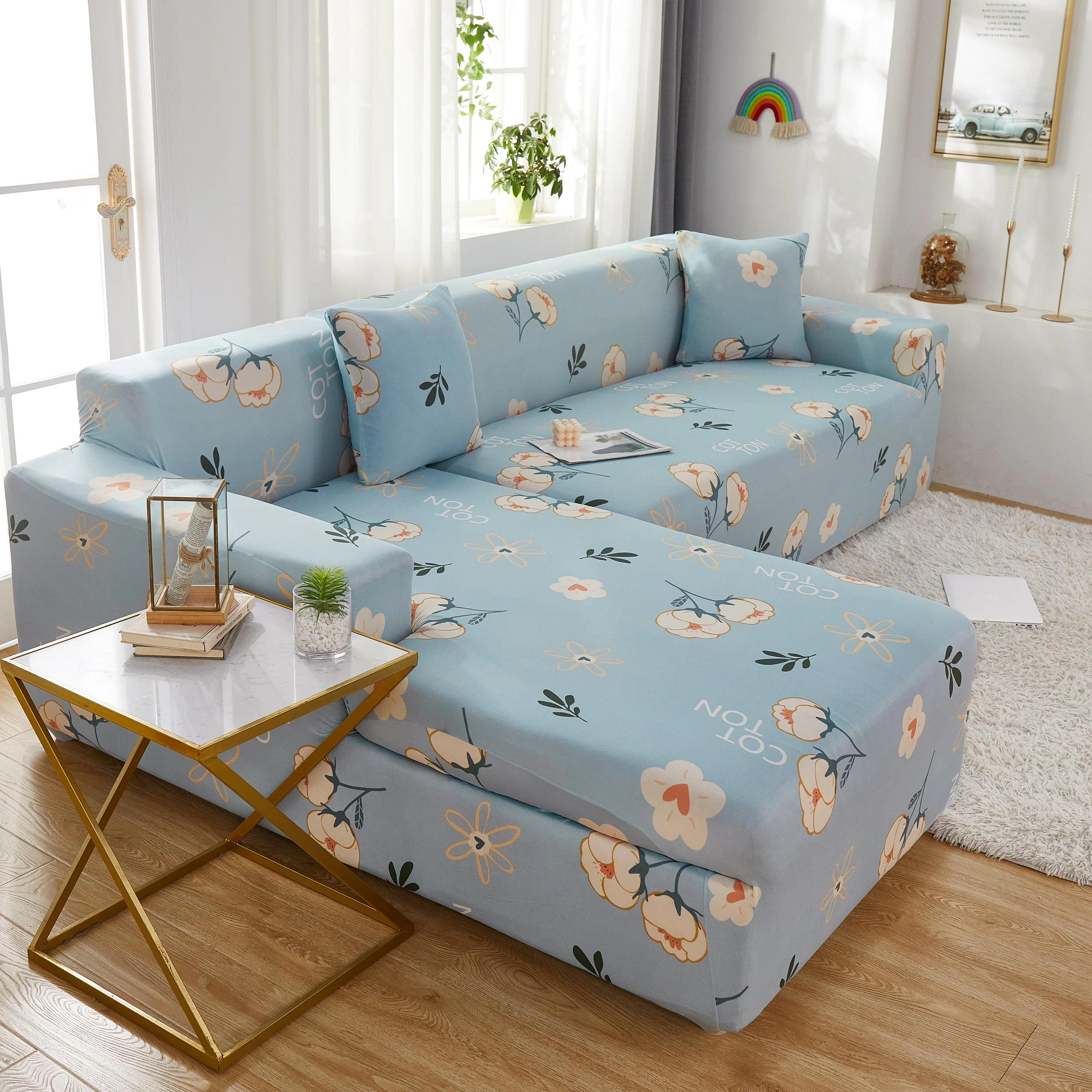 Super Stretch Couch Covers with Elastic Bottom, Non Slip Sofa Cover for Sectional L Shape Sofa, Protects Furniture from Dogs and Kids - Image 10