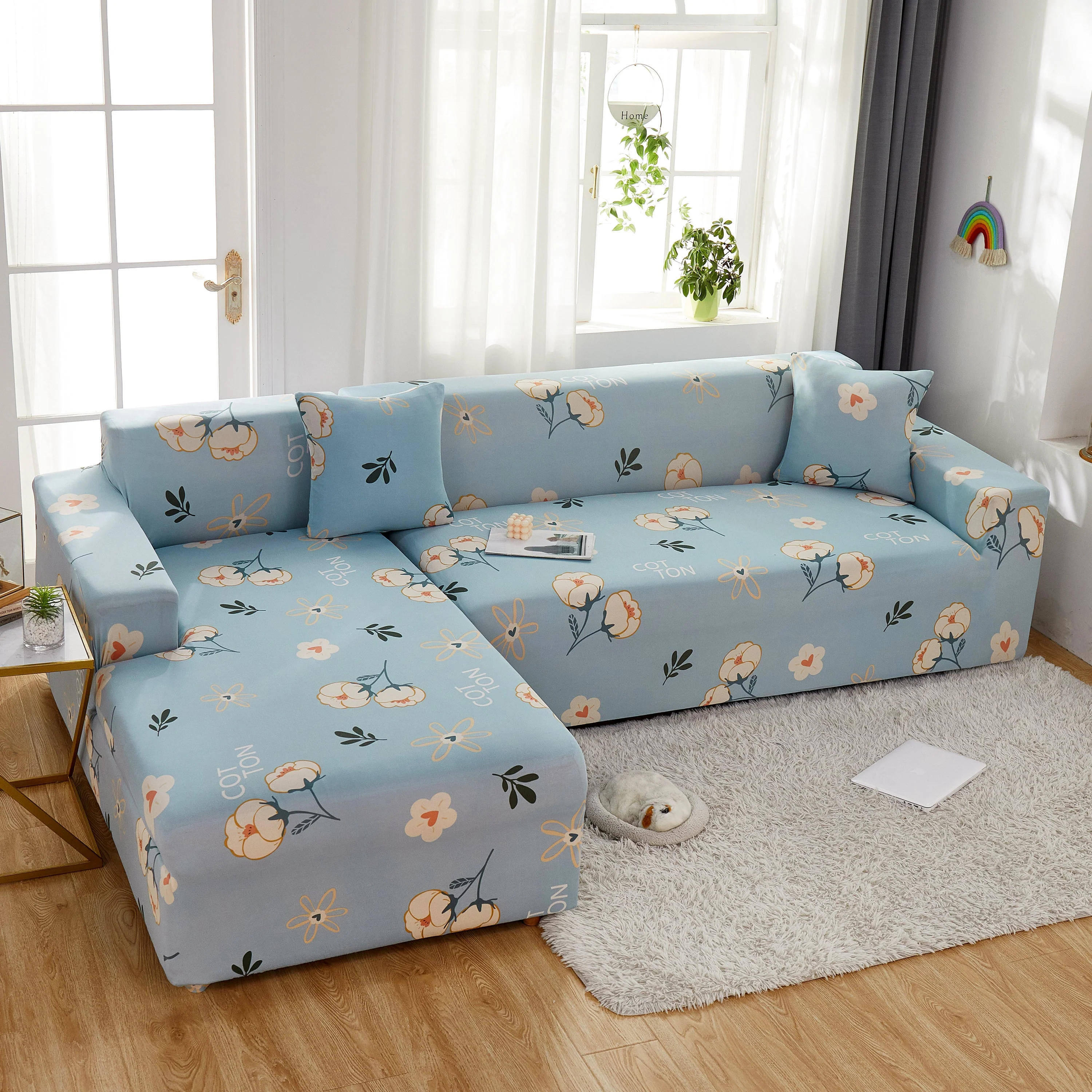 Super Stretch Couch Covers with Elastic Bottom, Non Slip Sofa Cover for Sectional L Shape Sofa, Protects Furniture from Dogs and Kids - Image 11