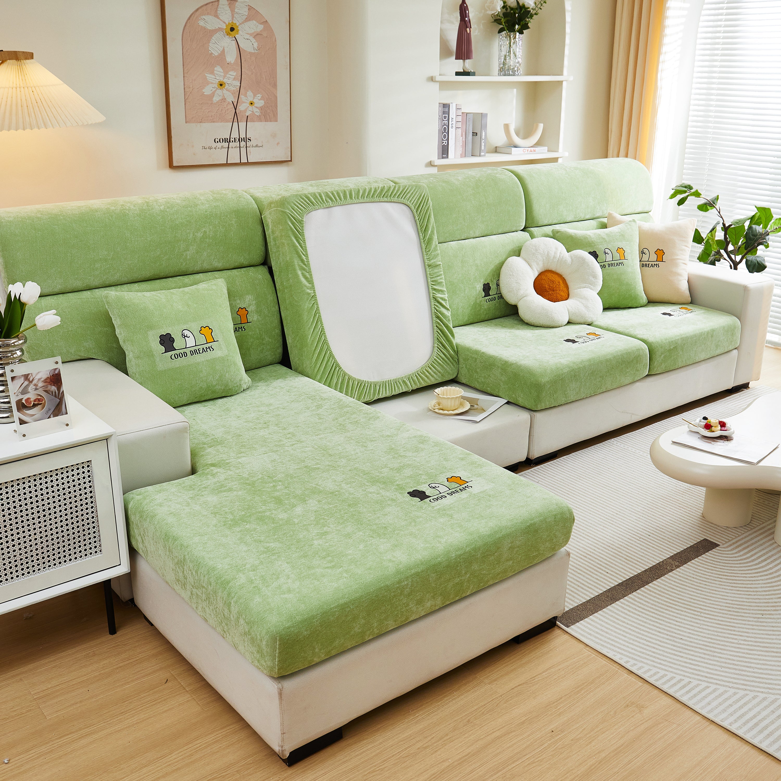 Super Stretch Seat Cushion/Couch Slipcover, Solid Couch Cushion Covers Washable Furniture Protector - Image 128