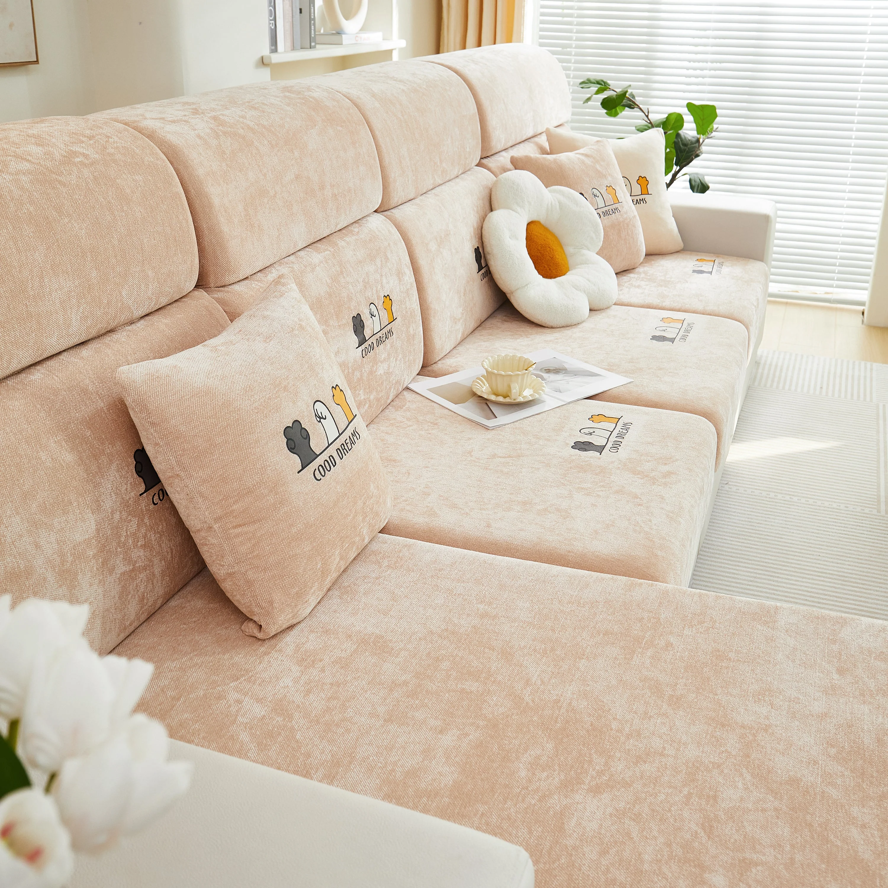 Super Stretch Seat Cushion/Couch Slipcover, Solid Couch Cushion Covers Washable Furniture Protector - Image 14