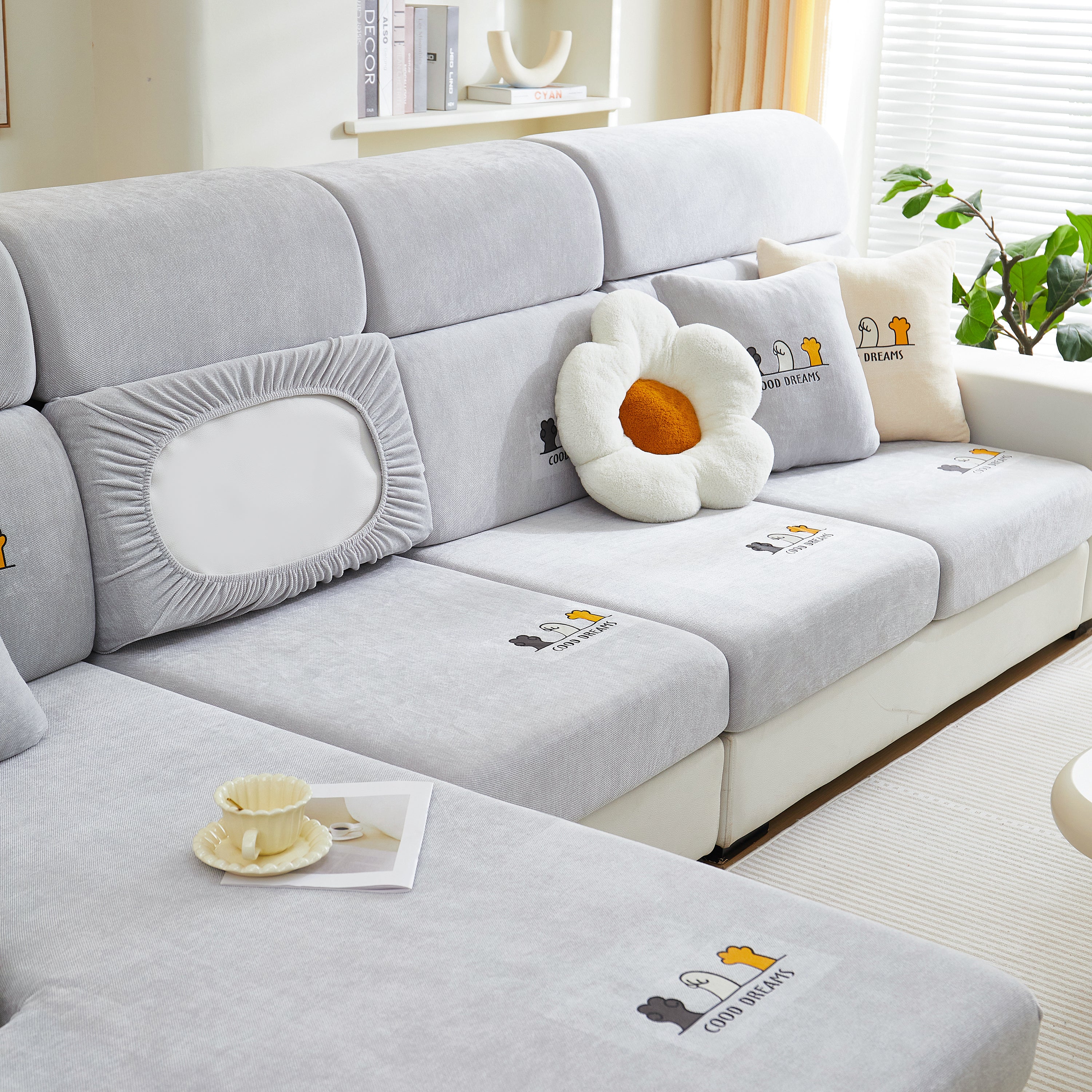 Super Stretch Seat Cushion/Couch Slipcover, Solid Couch Cushion Covers Washable Furniture Protector - Image 148
