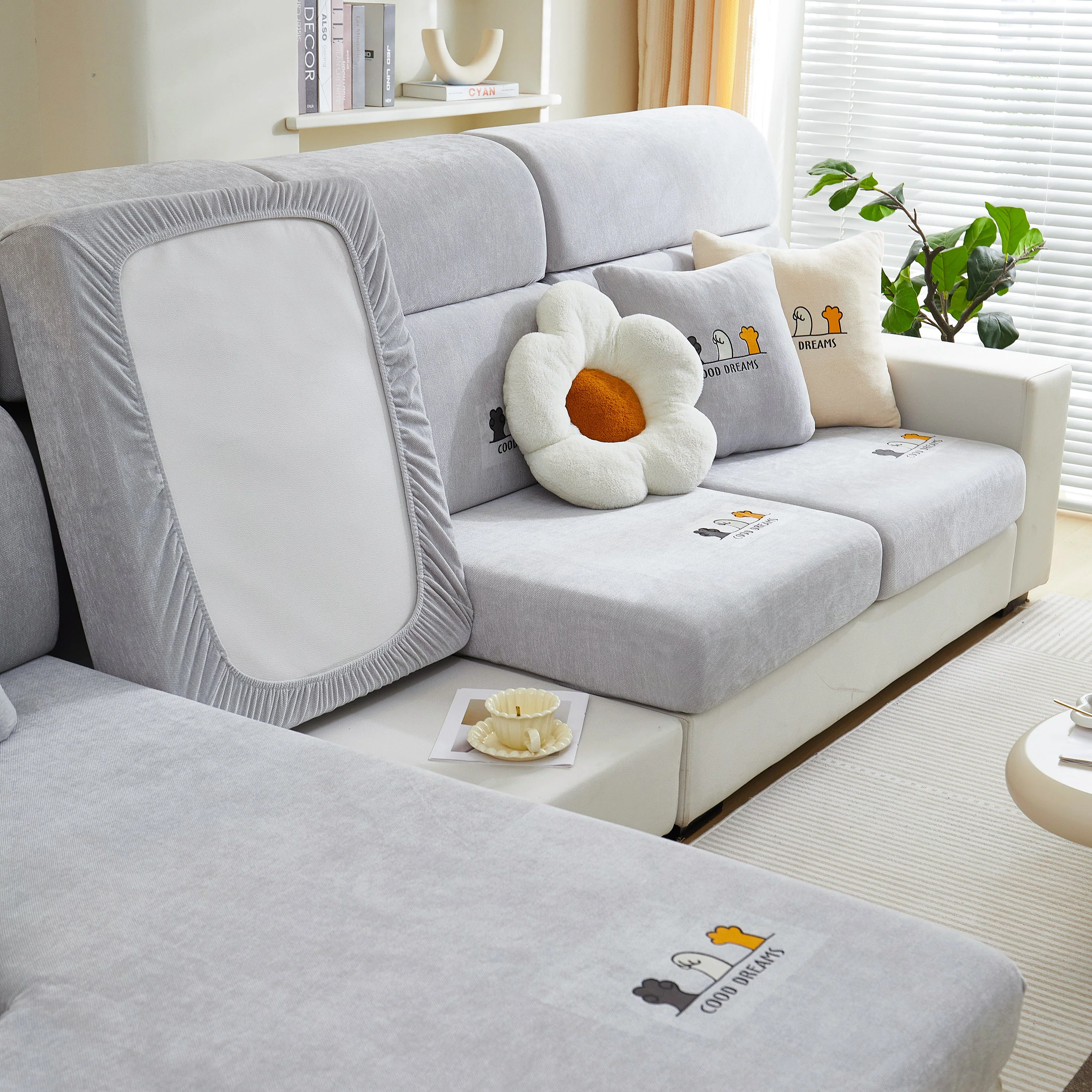 Super Stretch Seat Cushion/Couch Slipcover, Solid Couch Cushion Covers Washable Furniture Protector - Image 149