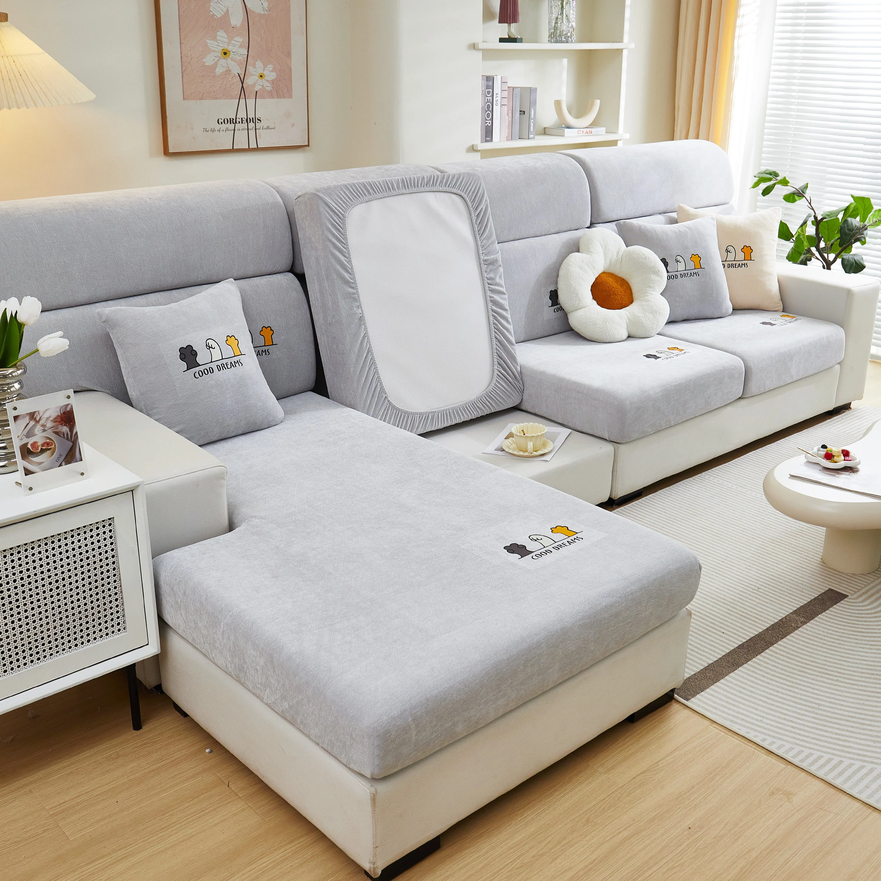 Super Stretch Seat Cushion/Couch Slipcover, Solid Couch Cushion Covers Washable Furniture Protector - Image 150