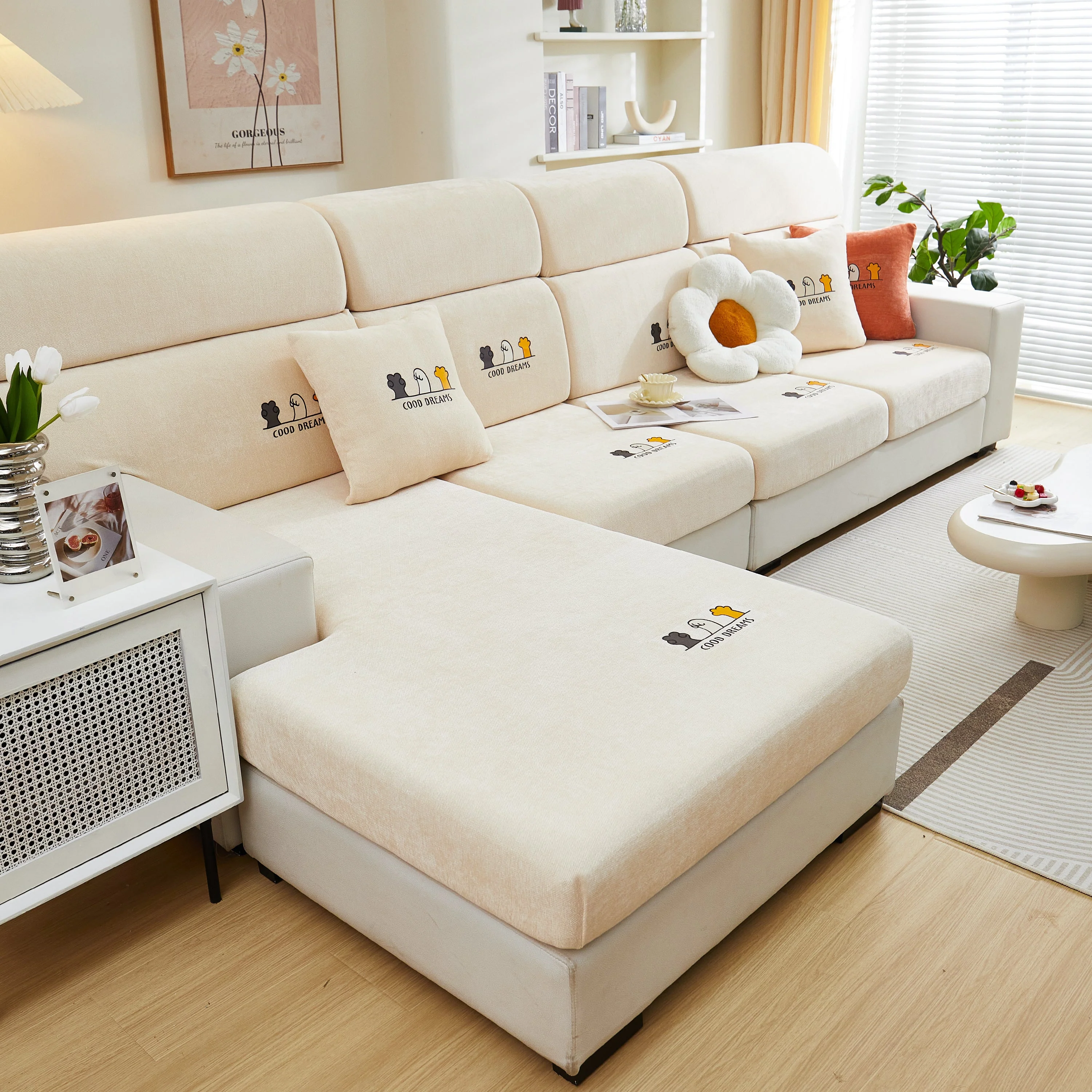 Super Stretch Seat Cushion/Couch Slipcover, Solid Couch Cushion Covers Washable Furniture Protector - Image 159