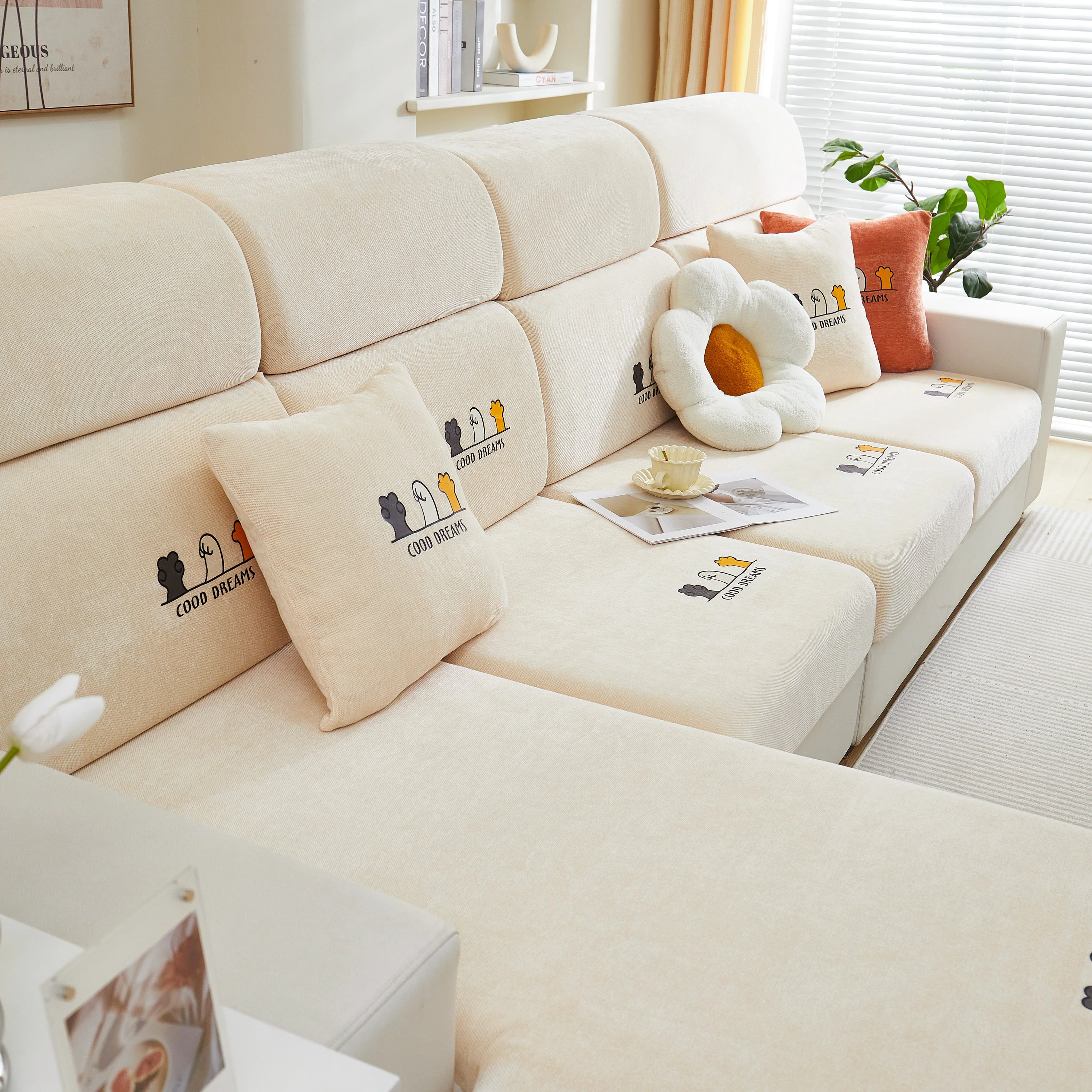 Super Stretch Seat Cushion/Couch Slipcover, Solid Couch Cushion Covers Washable Furniture Protector - Image 160