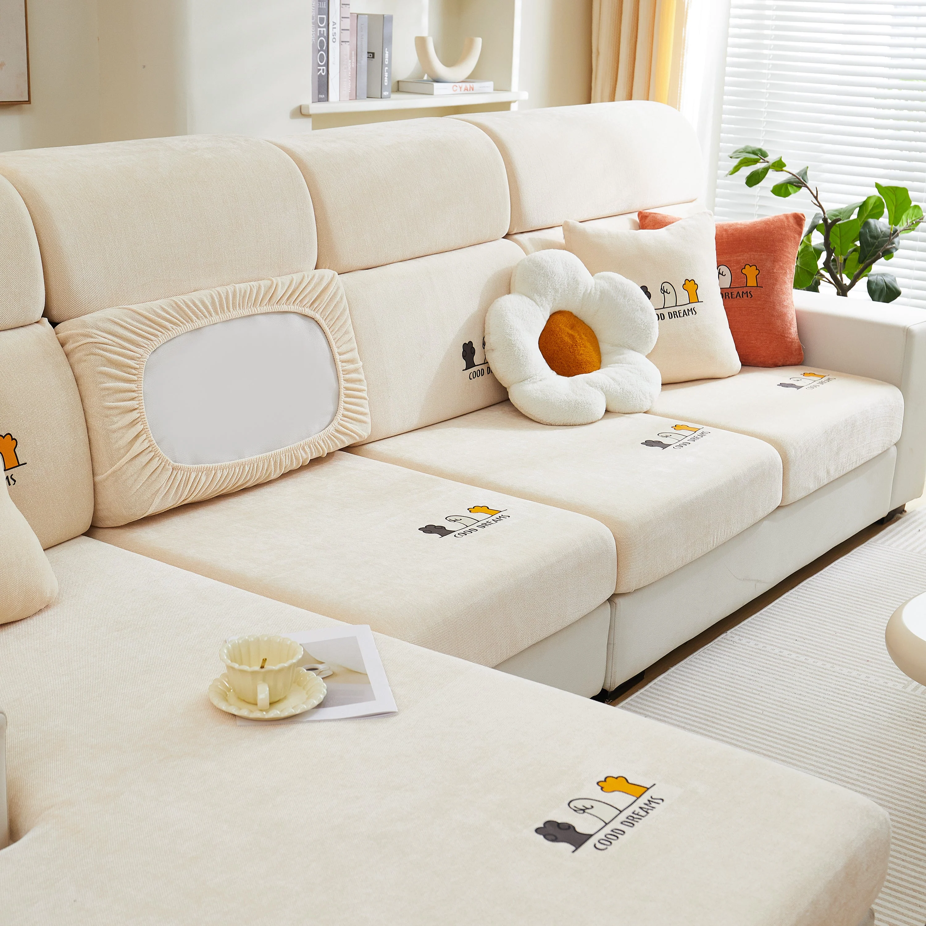 Super Stretch Seat Cushion/Couch Slipcover, Solid Couch Cushion Covers Washable Furniture Protector - Image 169