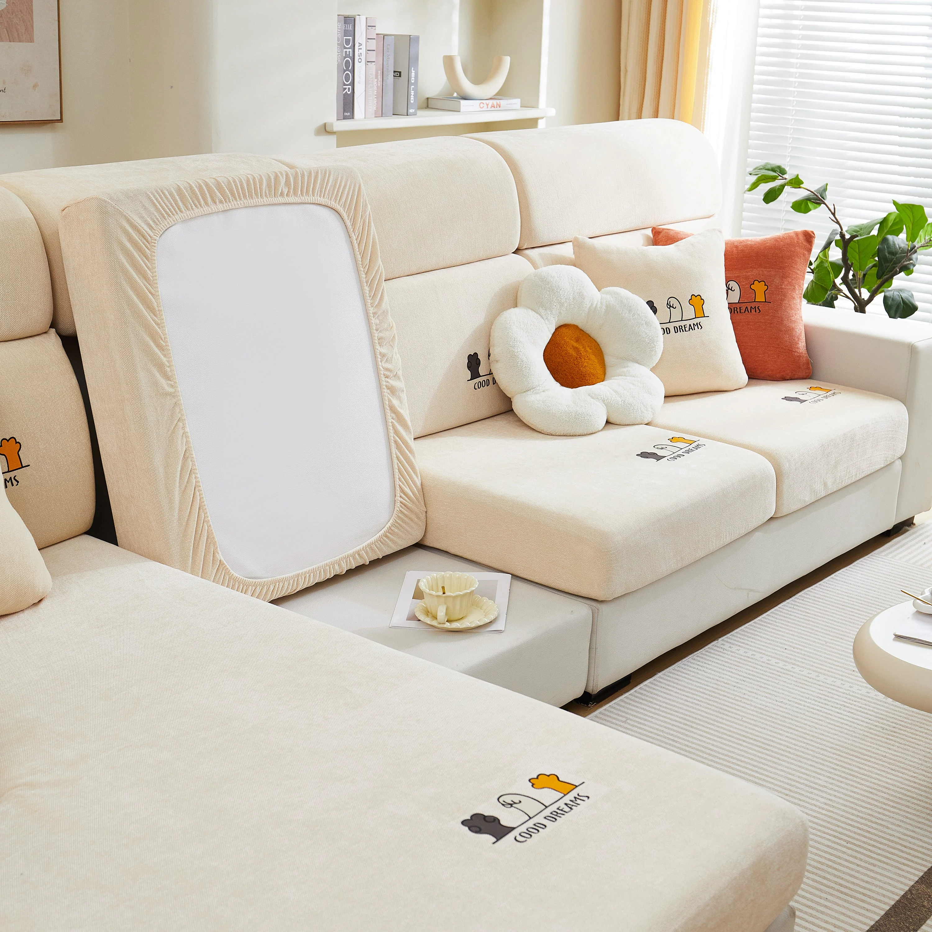 Super Stretch Seat Cushion/Couch Slipcover, Solid Couch Cushion Covers Washable Furniture Protector - Image 170