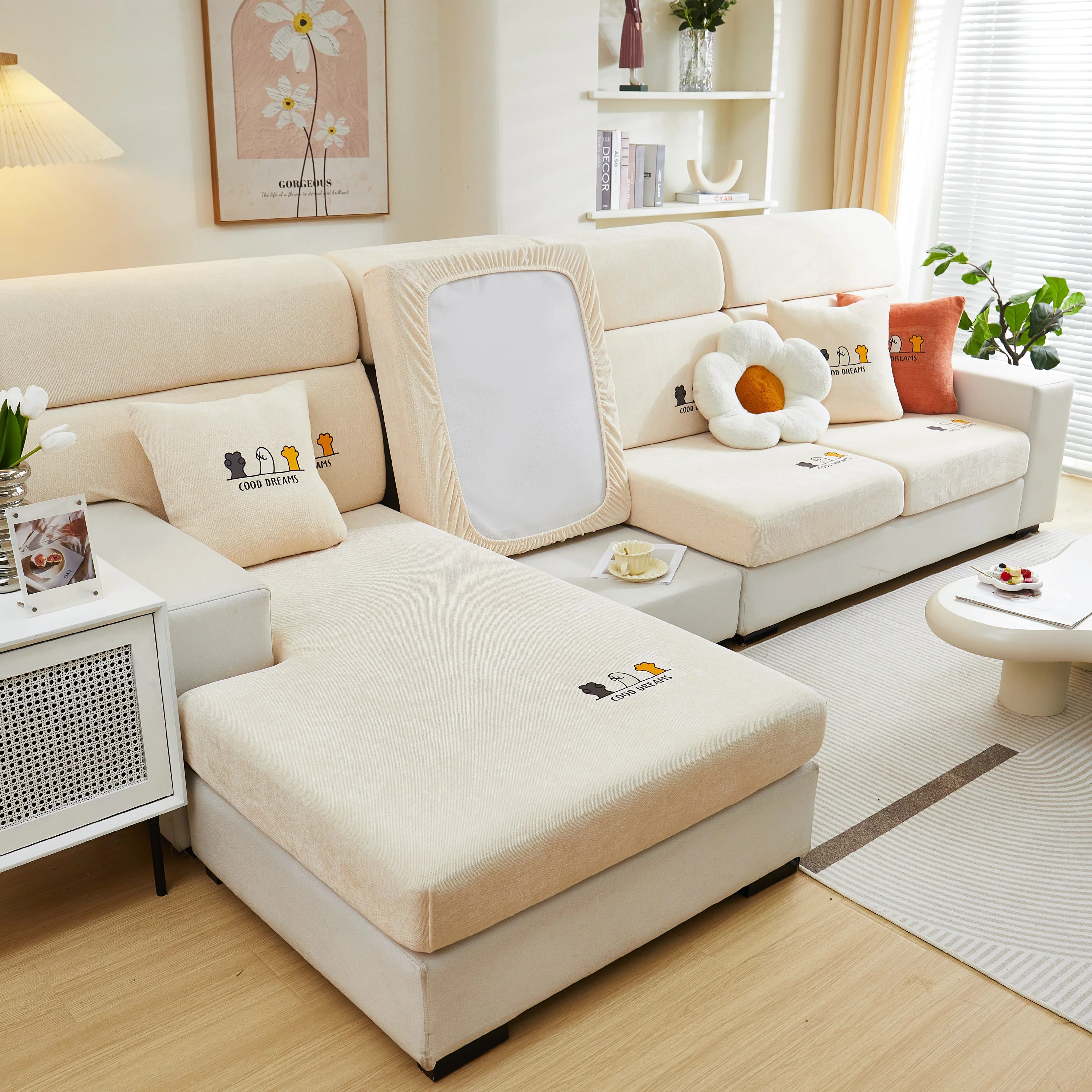 Super Stretch Seat Cushion/Couch Slipcover, Solid Couch Cushion Covers Washable Furniture Protector - Image 171
