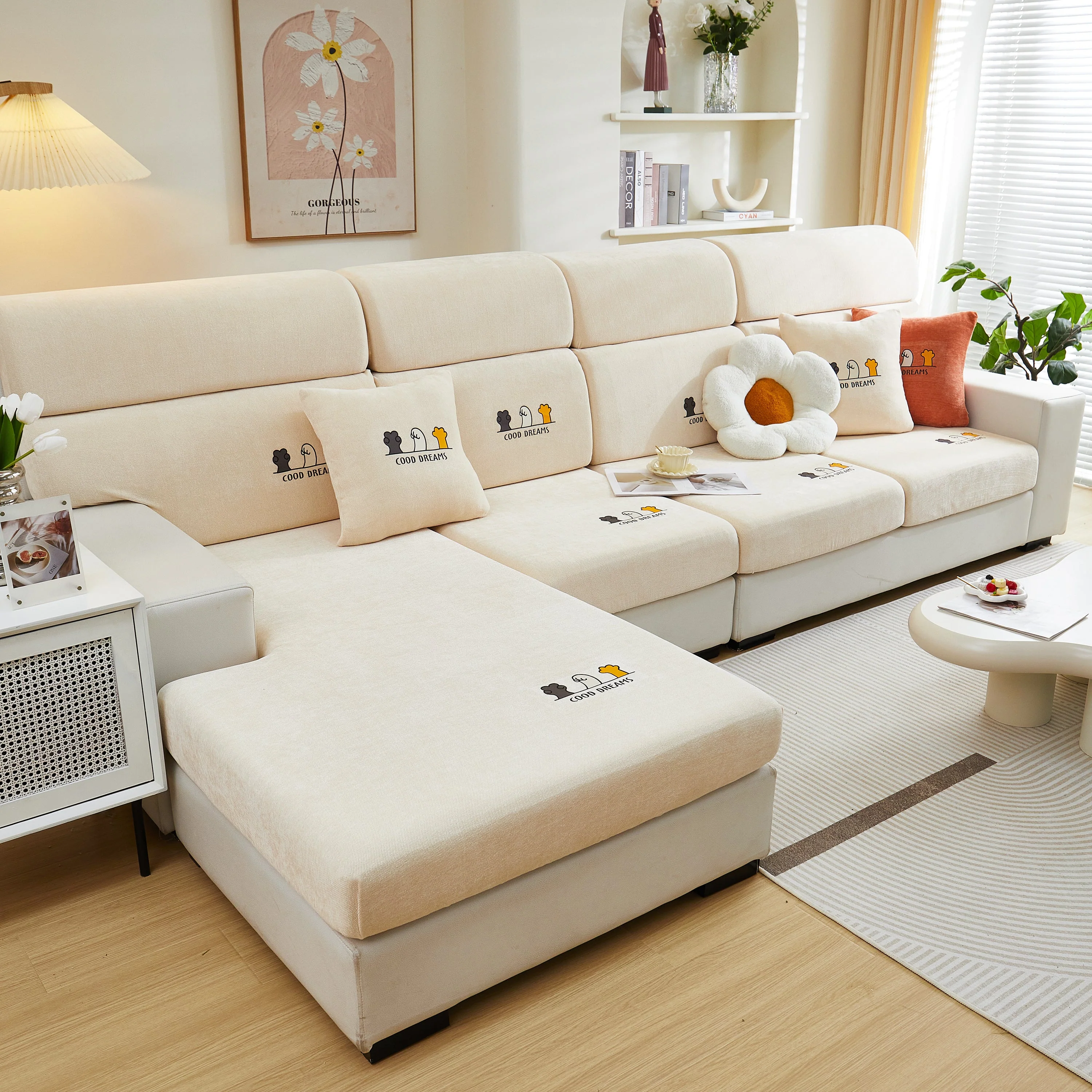 Super Stretch Seat Cushion/Couch Slipcover, Solid Couch Cushion Covers Washable Furniture Protector - Image 29