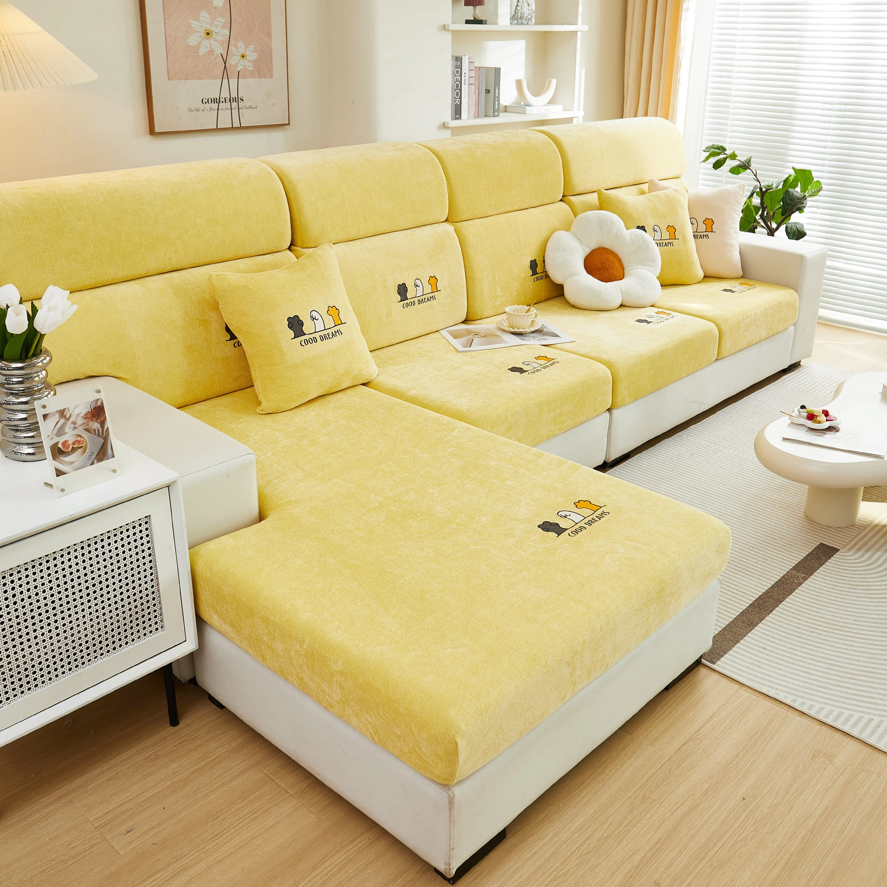 Super Stretch Seat Cushion/Couch Slipcover, Solid Couch Cushion Covers Washable Furniture Protector - Image 34