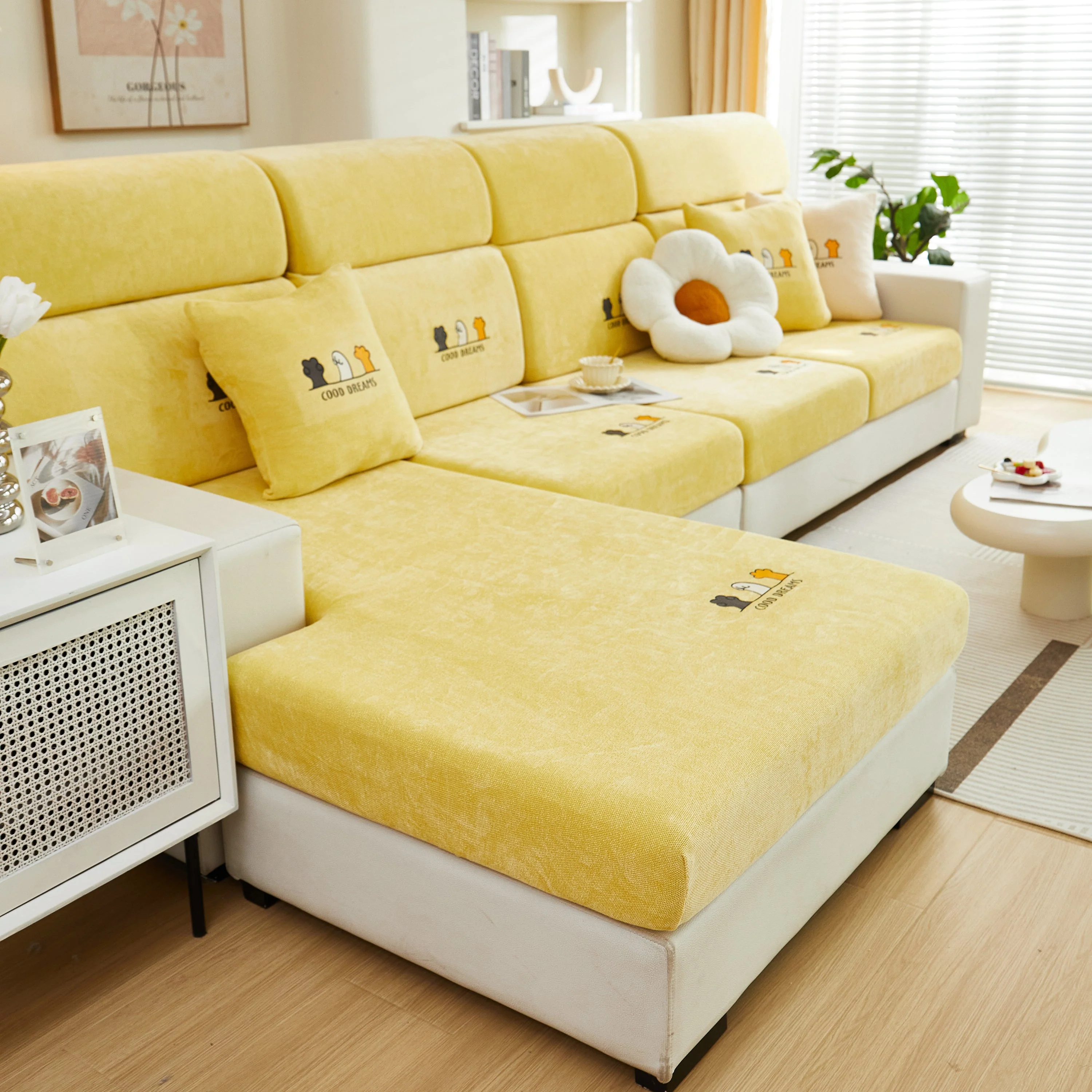 Super Stretch Seat Cushion/Couch Slipcover, Solid Couch Cushion Covers Washable Furniture Protector - Image 35
