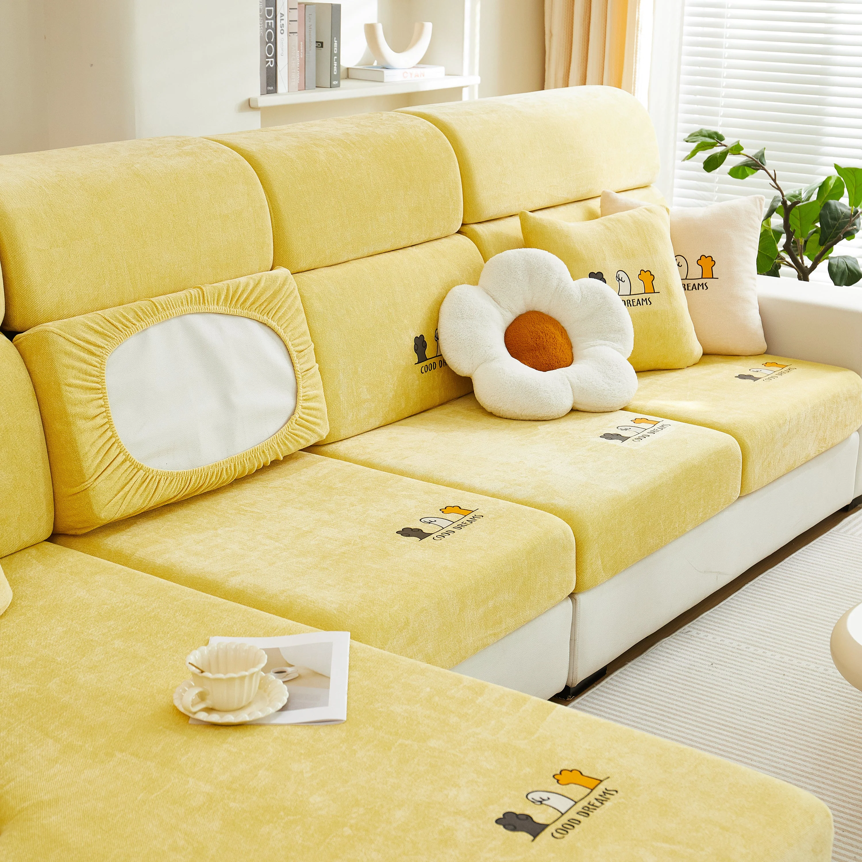 Super Stretch Seat Cushion/Couch Slipcover, Solid Couch Cushion Covers Washable Furniture Protector - Image 43
