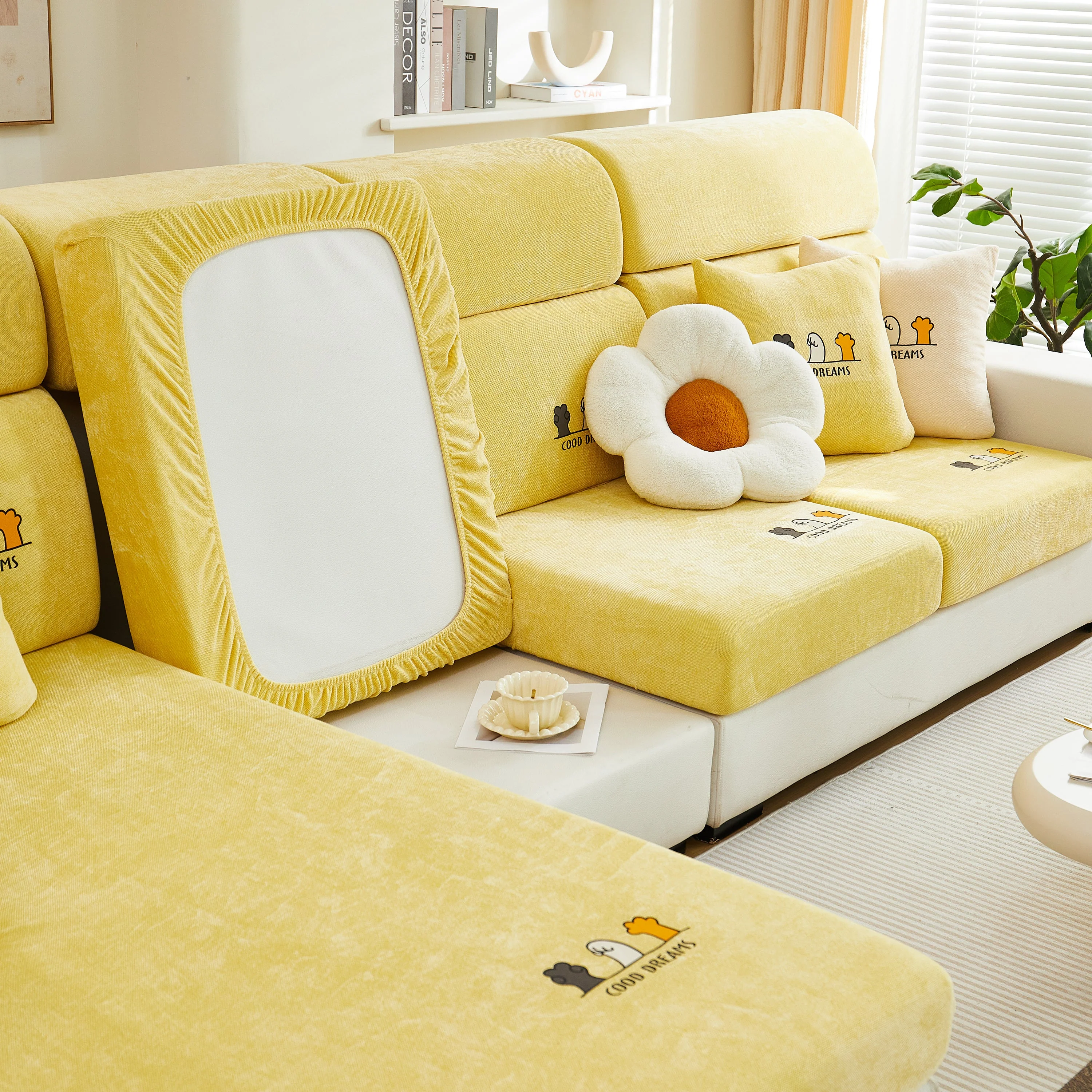 Super Stretch Seat Cushion/Couch Slipcover, Solid Couch Cushion Covers Washable Furniture Protector - Image 44