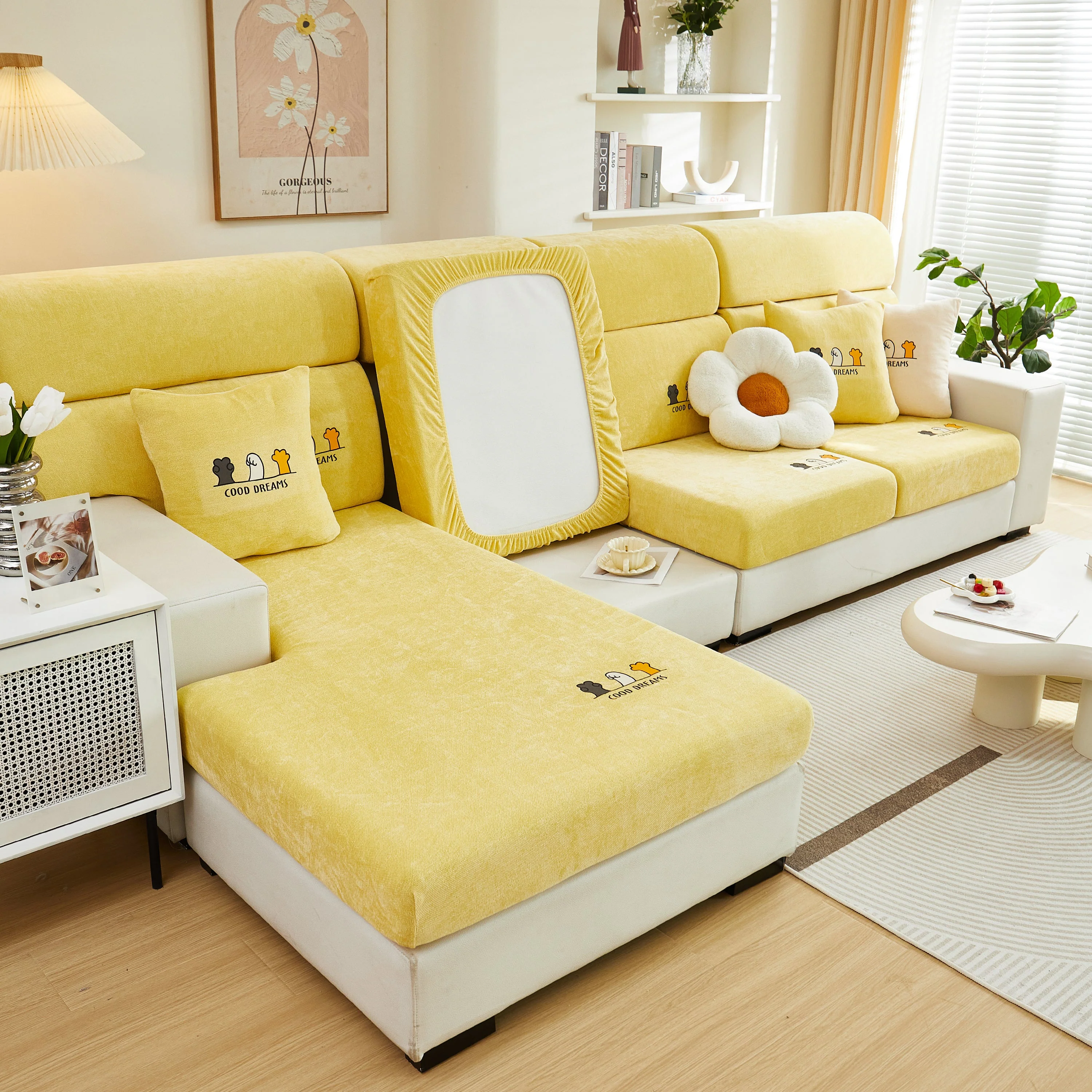 Super Stretch Seat Cushion/Couch Slipcover, Solid Couch Cushion Covers Washable Furniture Protector - Image 45