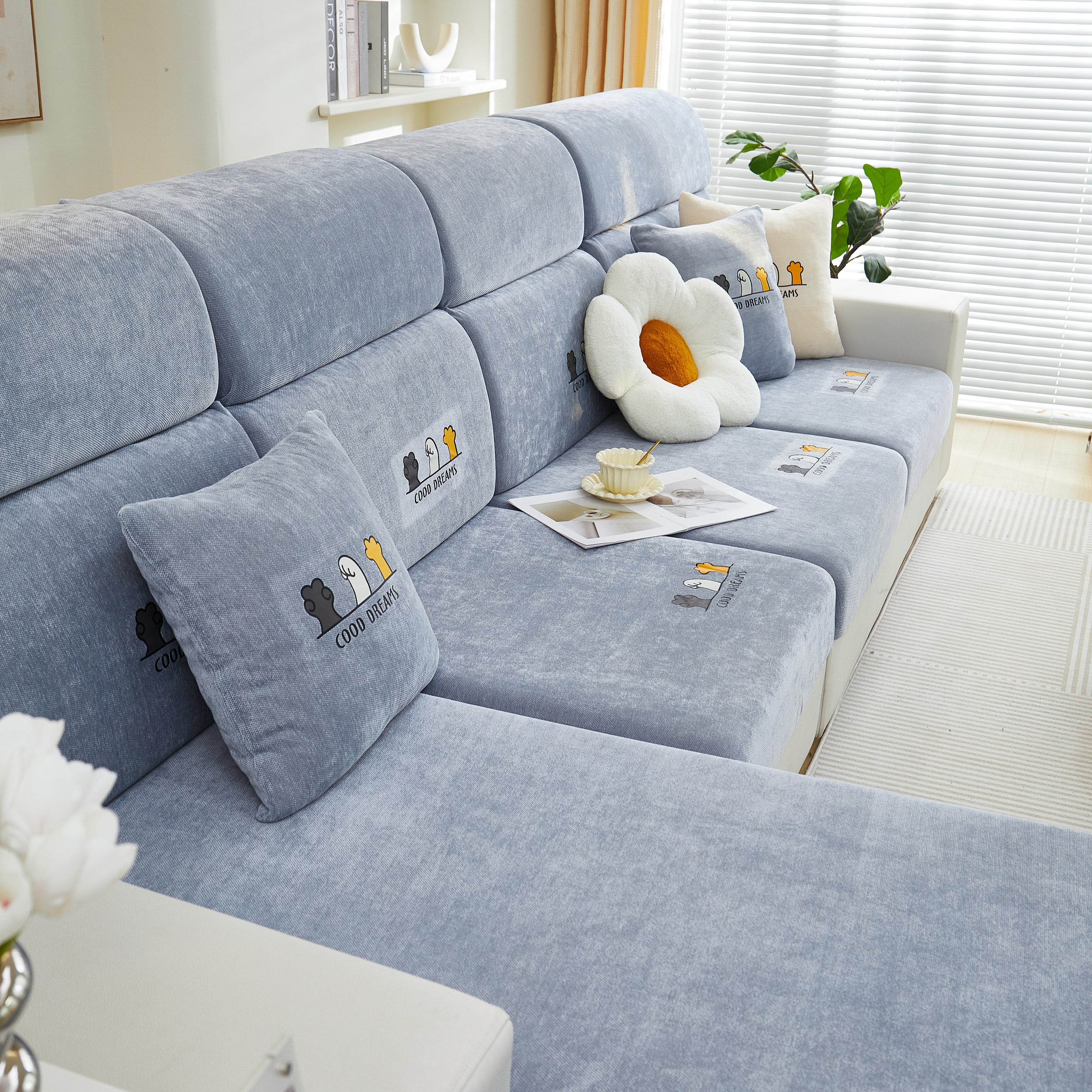 Super Stretch Seat Cushion/Couch Slipcover, Solid Couch Cushion Covers Washable Furniture Protector - Image 57