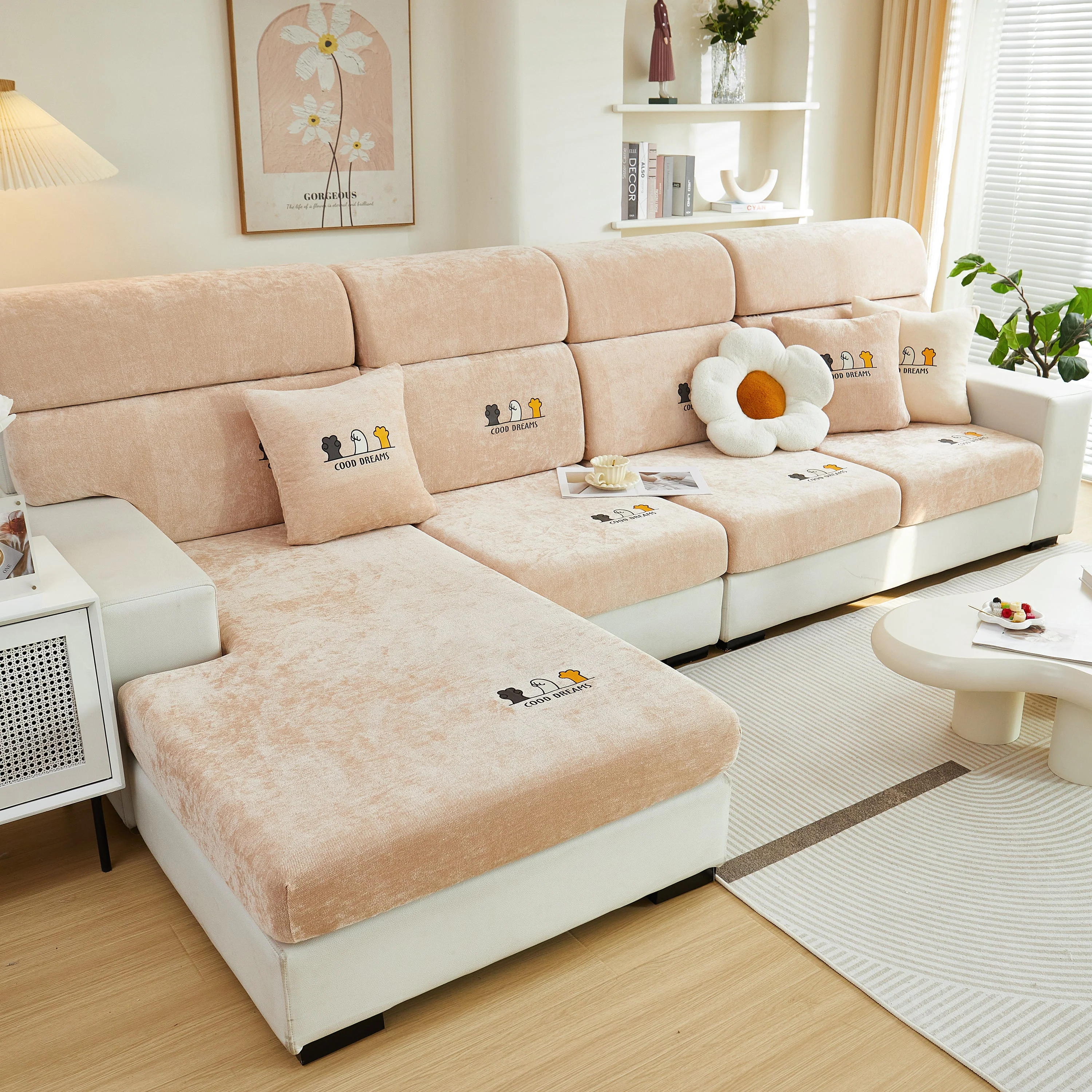 Super Stretch Seat Cushion/Couch Slipcover, Solid Couch Cushion Covers Washable Furniture Protector - Image 6