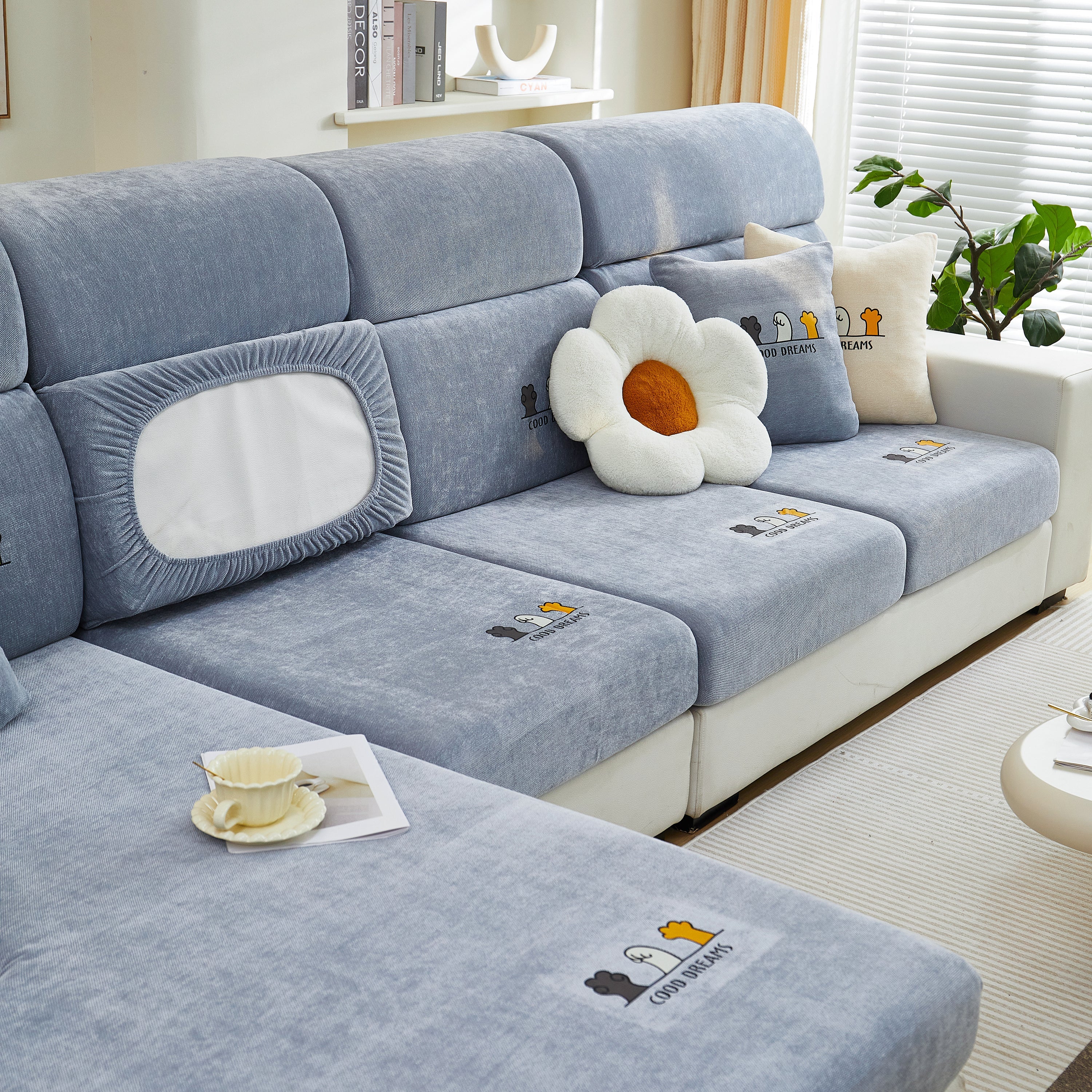 Super Stretch Seat Cushion/Couch Slipcover, Solid Couch Cushion Covers Washable Furniture Protector - Image 63