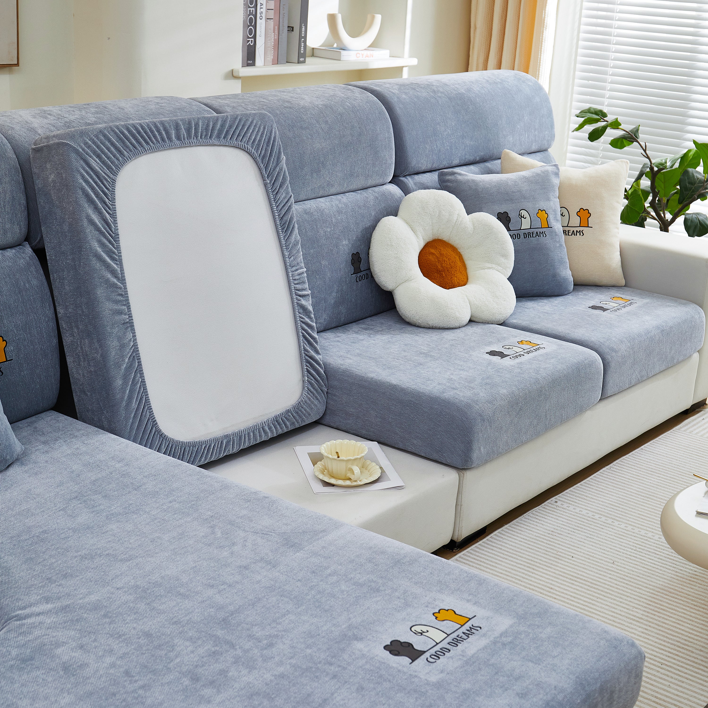 Super Stretch Seat Cushion/Couch Slipcover, Solid Couch Cushion Covers Washable Furniture Protector - Image 64