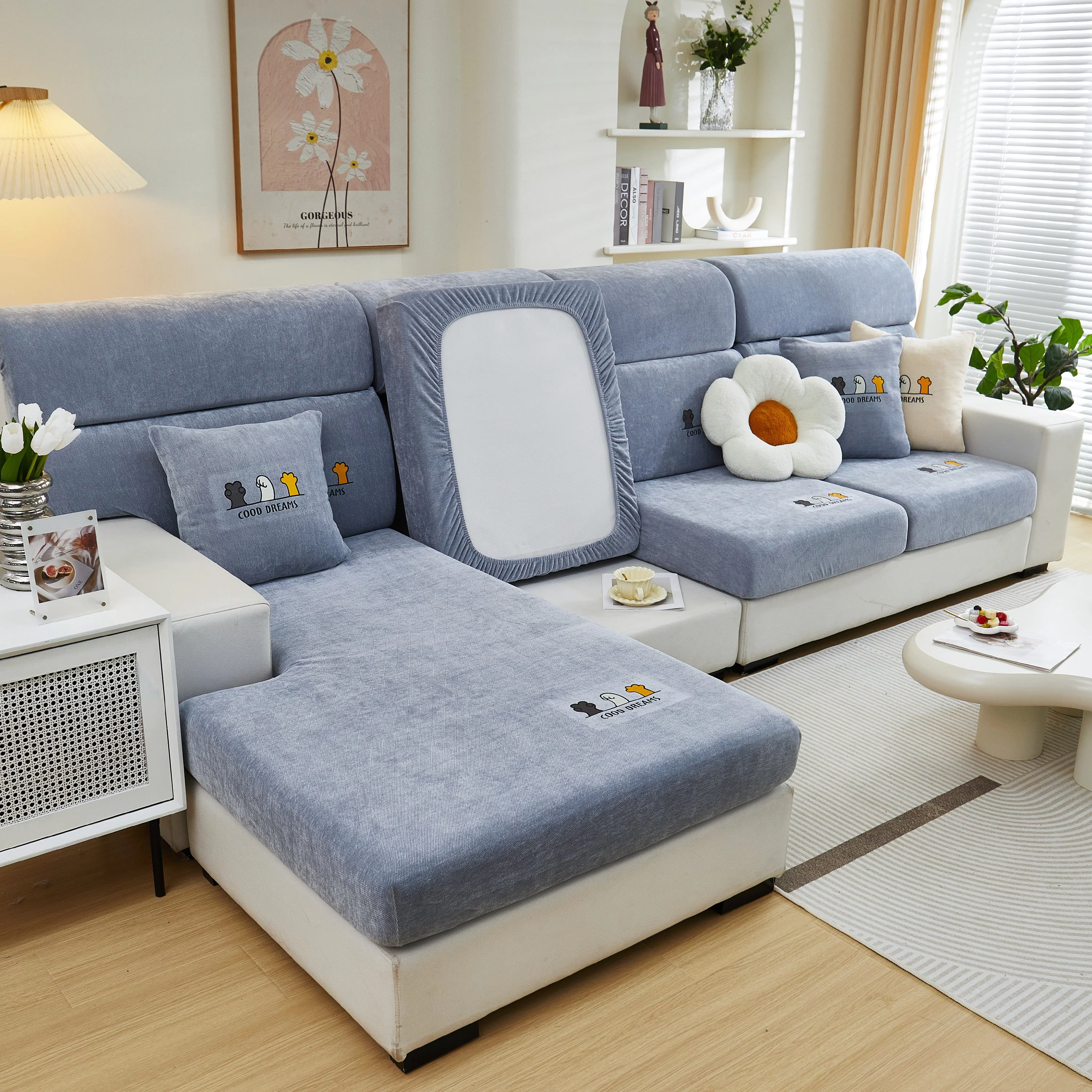 Super Stretch Seat Cushion/Couch Slipcover, Solid Couch Cushion Covers Washable Furniture Protector - Image 65