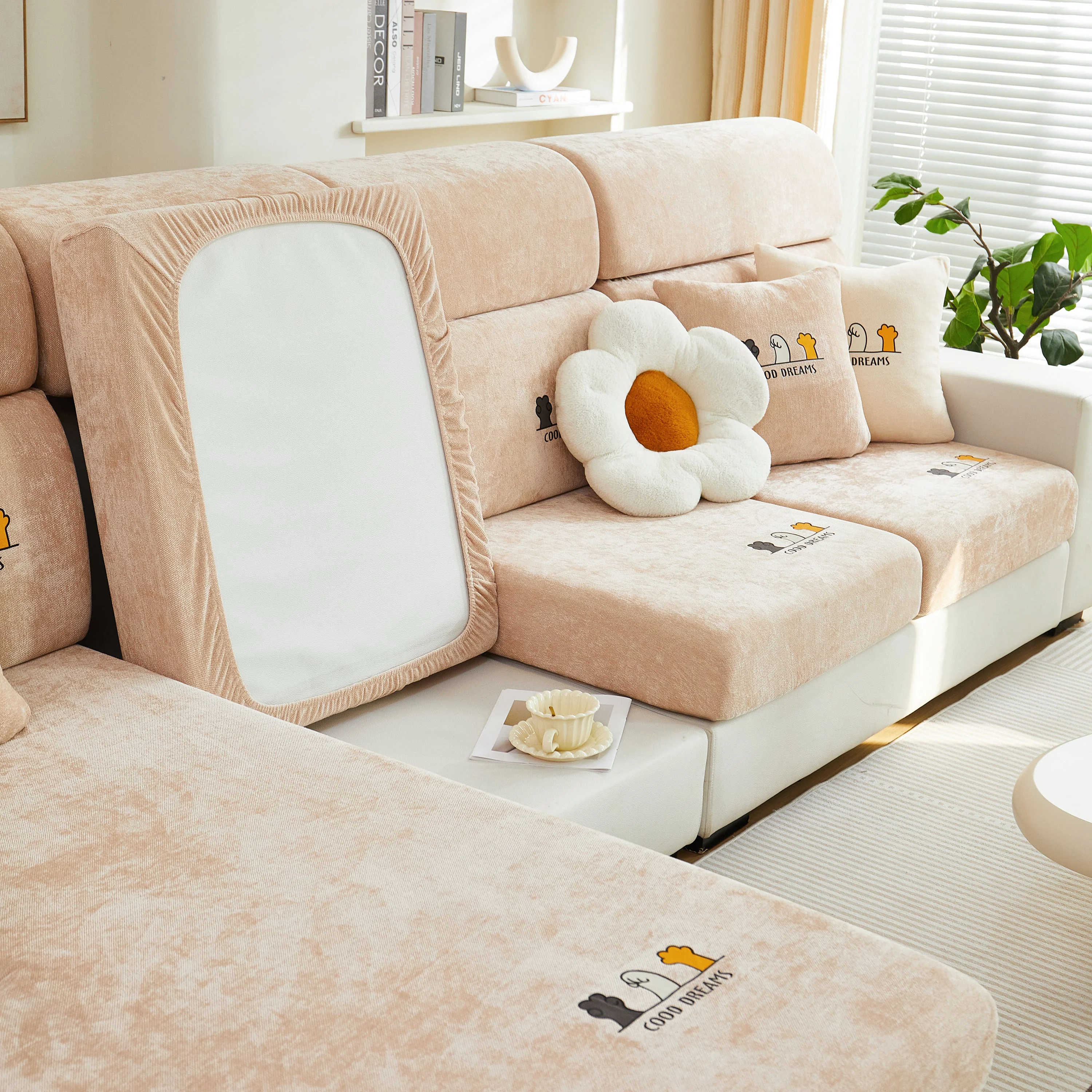 Super Stretch Seat Cushion/Couch Slipcover, Solid Couch Cushion Covers Washable Furniture Protector - Image 7