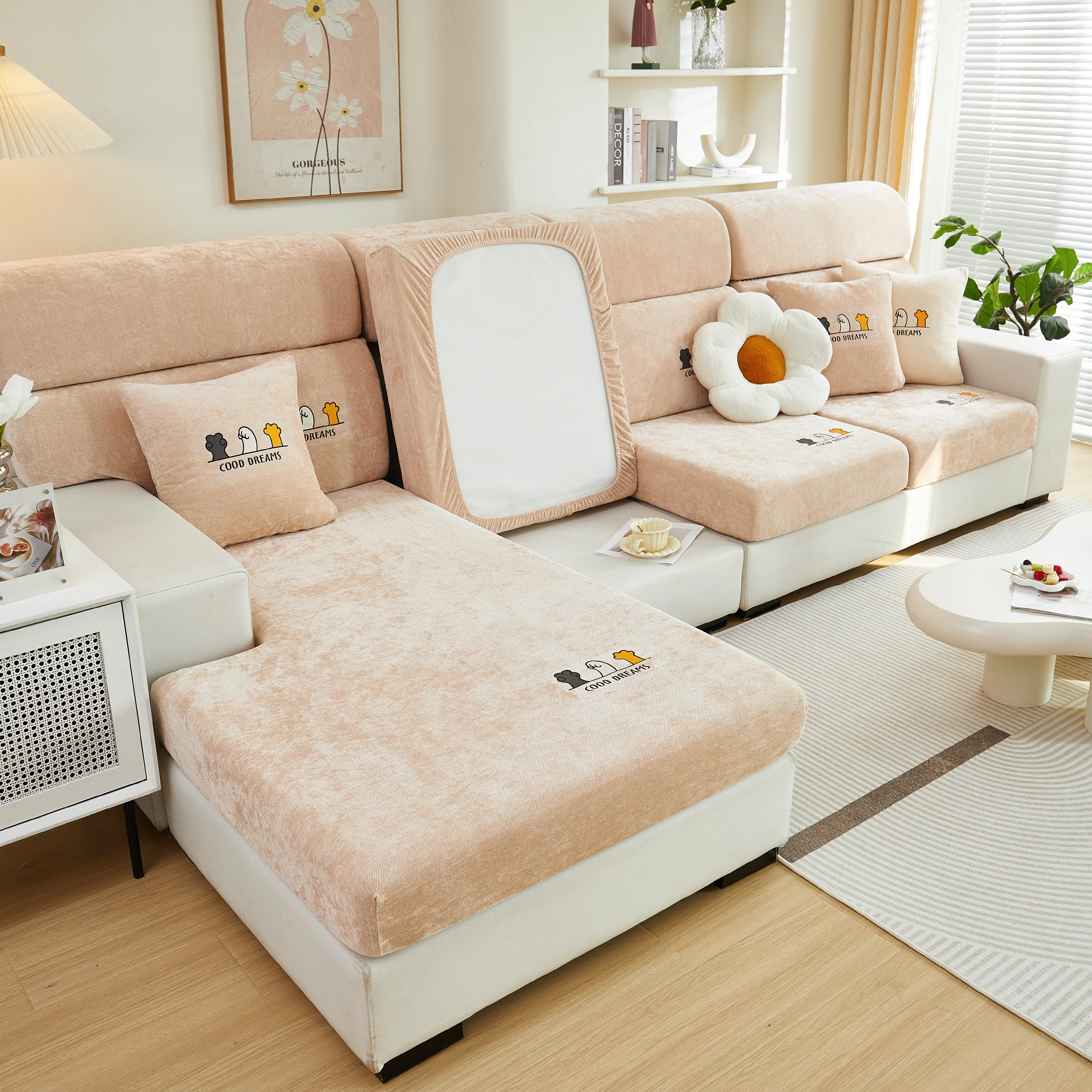 Super Stretch Seat Cushion/Couch Slipcover, Solid Couch Cushion Covers Washable Furniture Protector - Image 8
